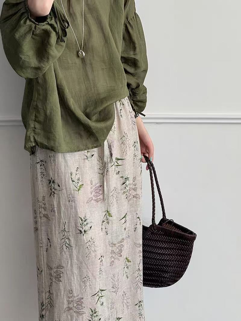 FATHIA PLANT PRINT SKIRT