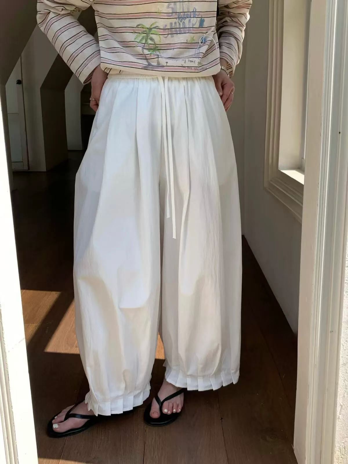 ELISHA PLEATED HEM ELASTIC BANDING PANTS