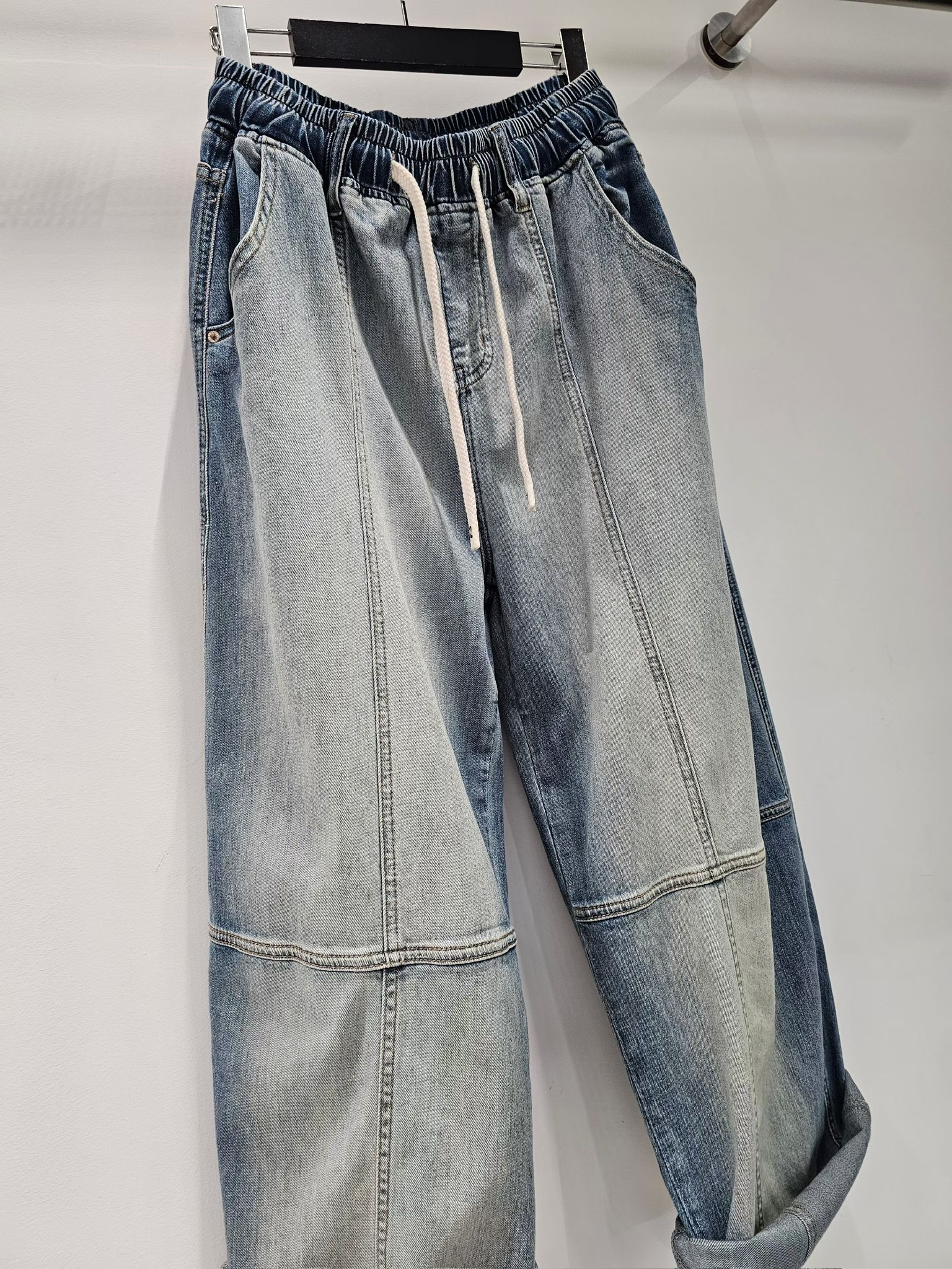 YY18 / WASHED TONE SEGMENTED LOOSE FIT TROUSERS