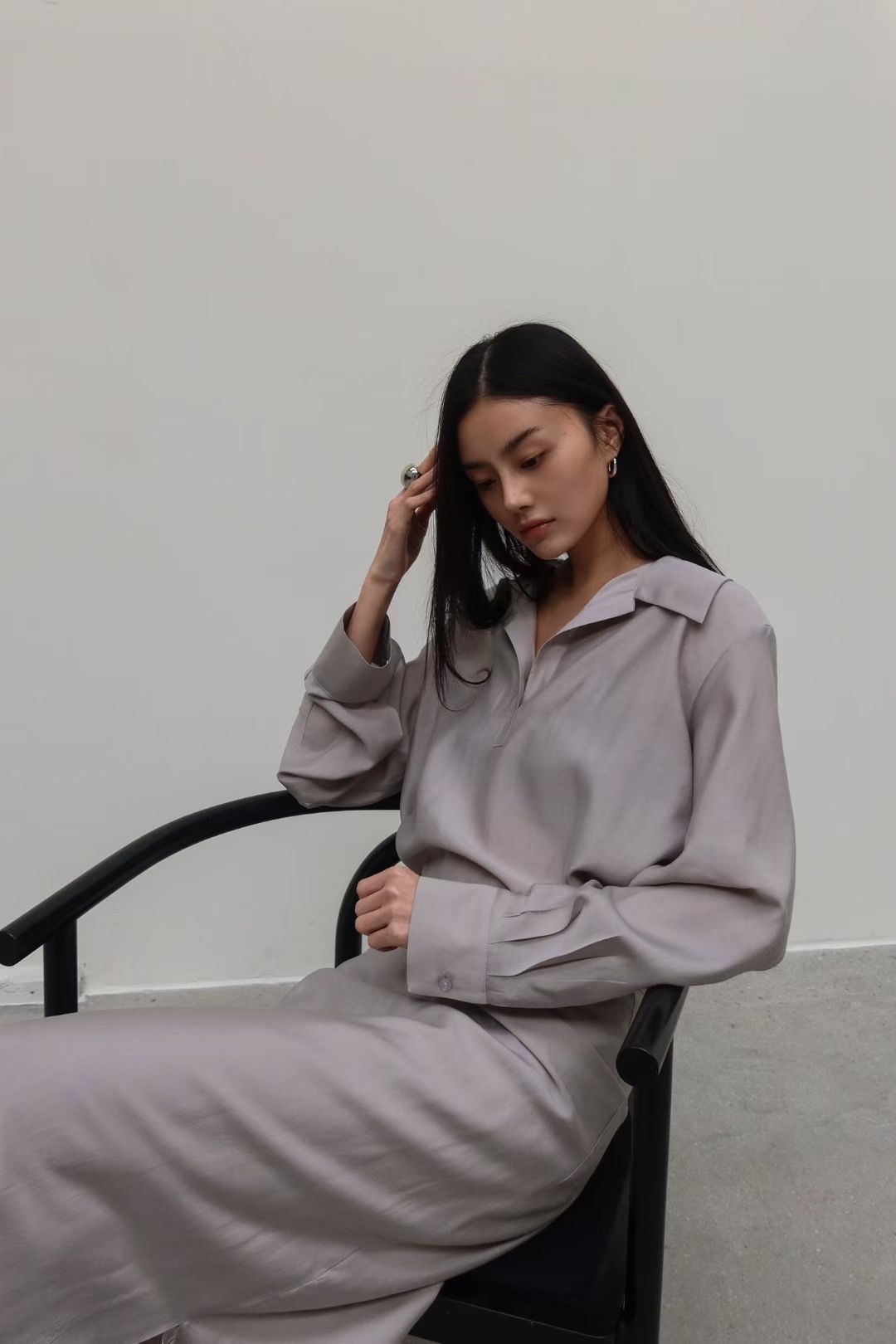 BY05 / OPEN COLLAR SOFT BLOUSE