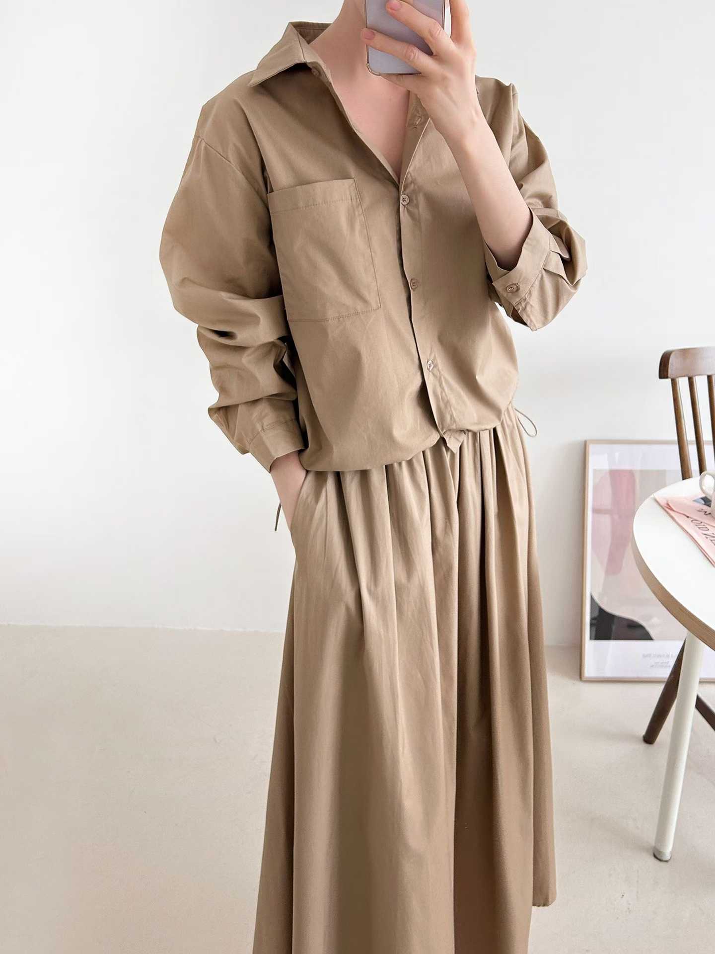 ELLIE TOGGLE HEM POCKET SHIRT/SKIRT SET