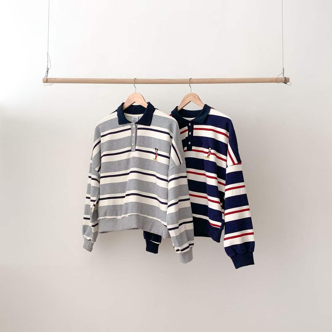 DRU MICKEY STRIPE POLO TOP