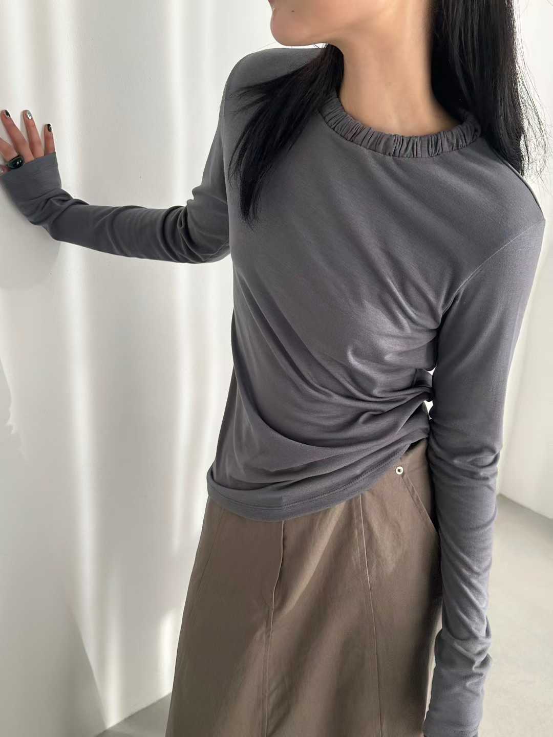 EMBER RUCH COLLAR LONG SLEEVES PULLOVER