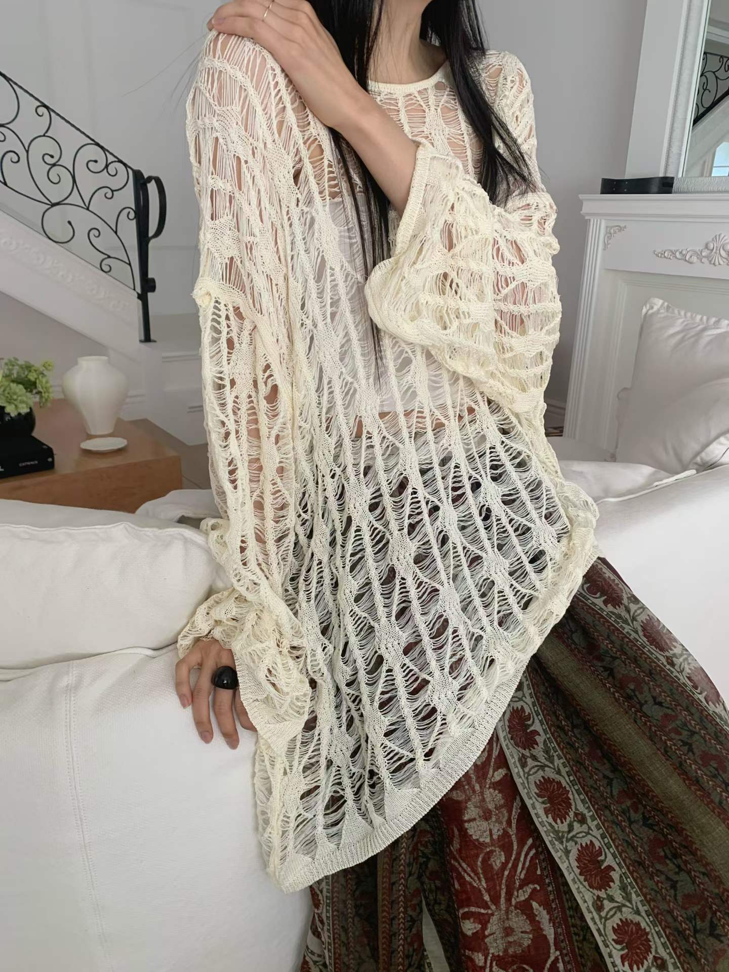 ENSLEY SPIDER-WEB KNIT COVERALL