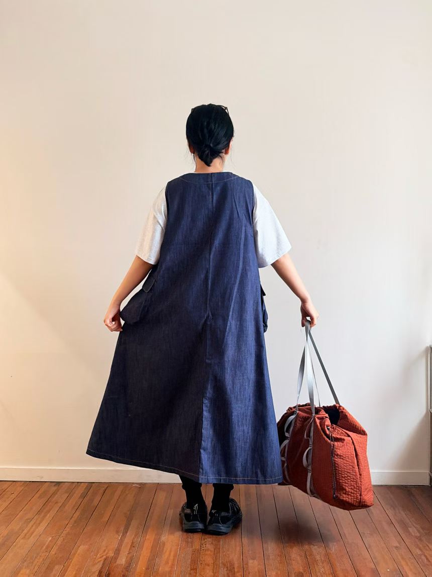 ESTER EMPHASIZED POCKETS PINAFORE DRESS