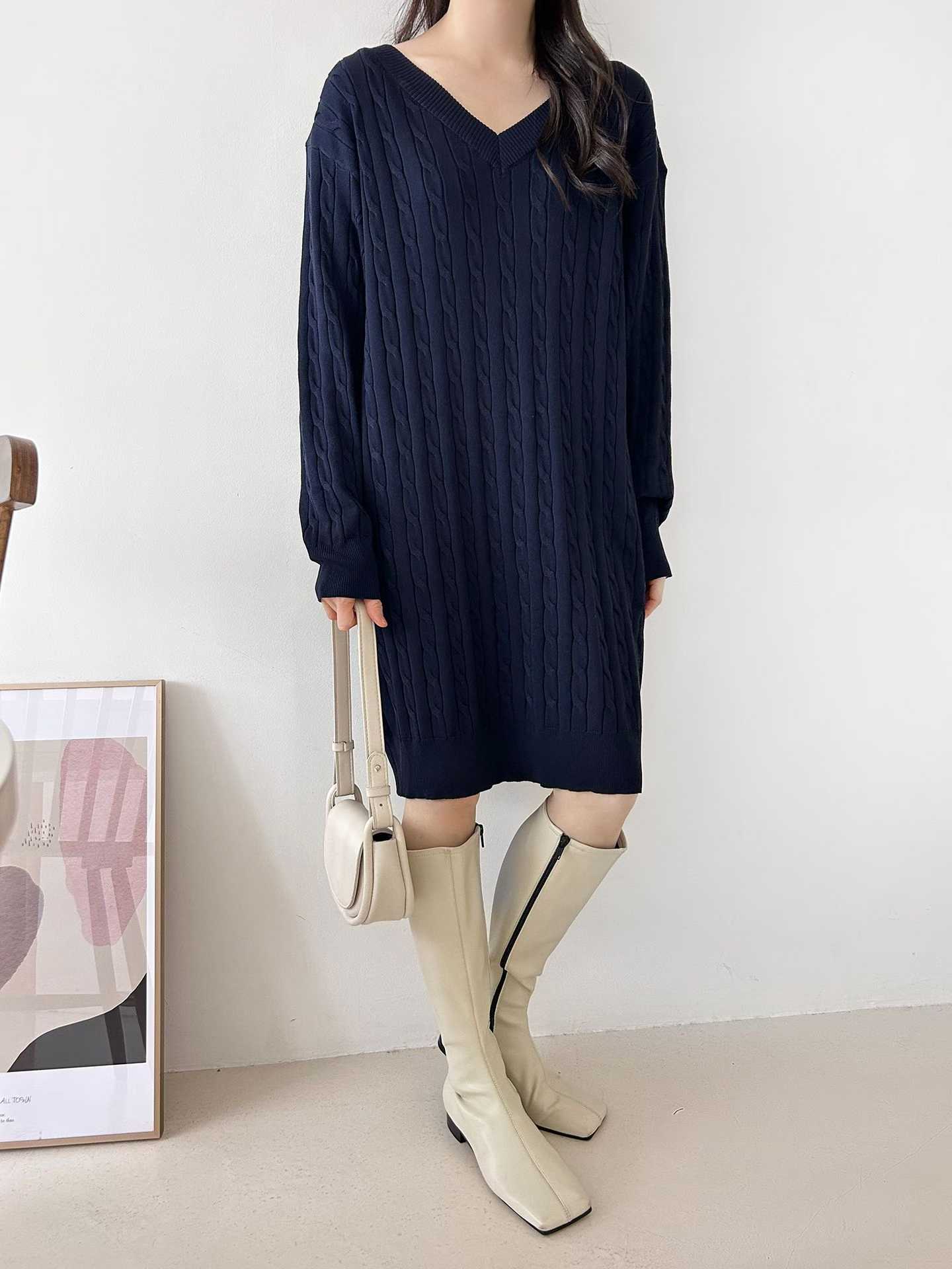 ELEANOR CABLE KNIT MIDI SWEATER DRESS