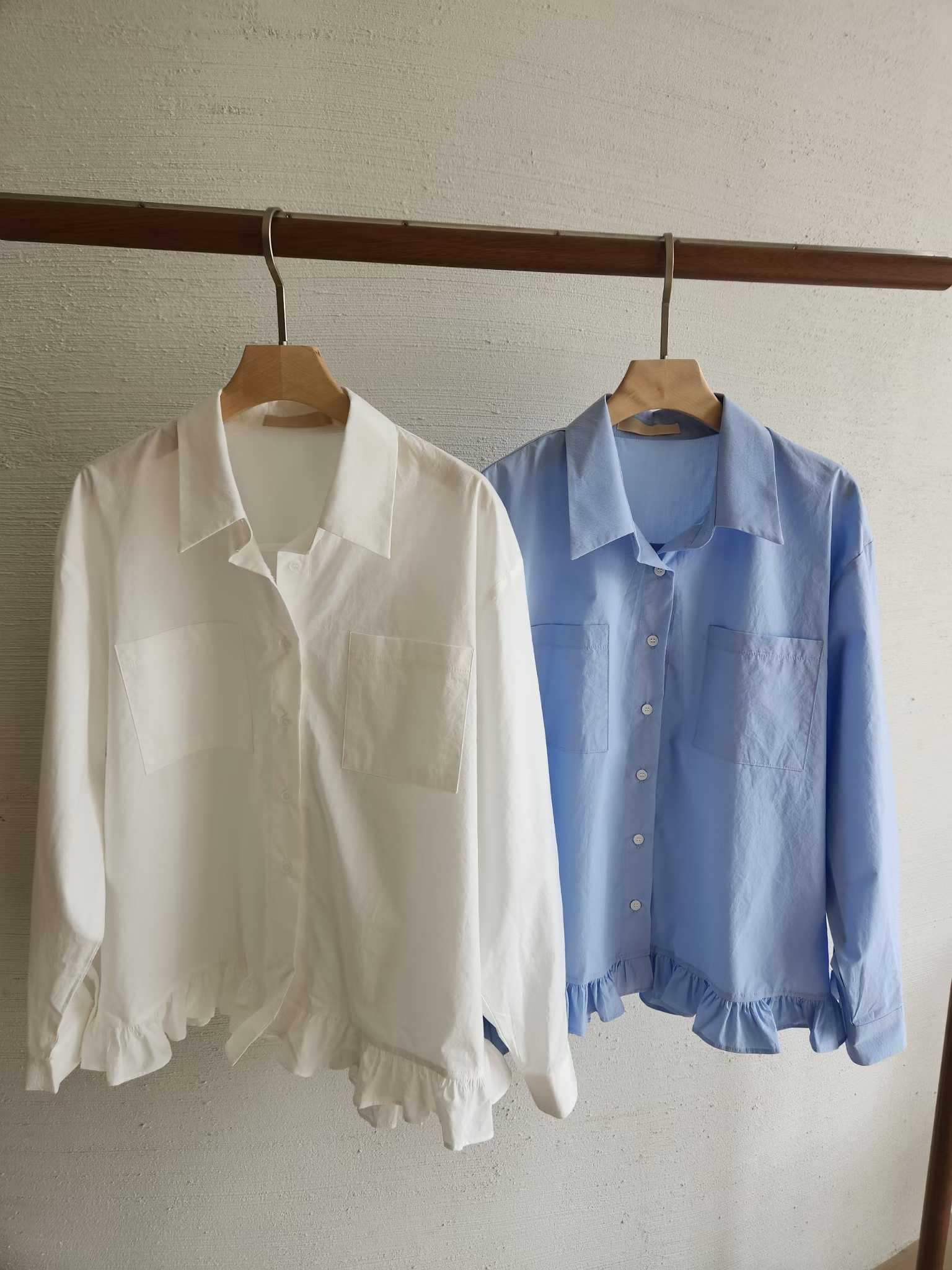 ESME RUFFLE HEM POCKET SHIRT