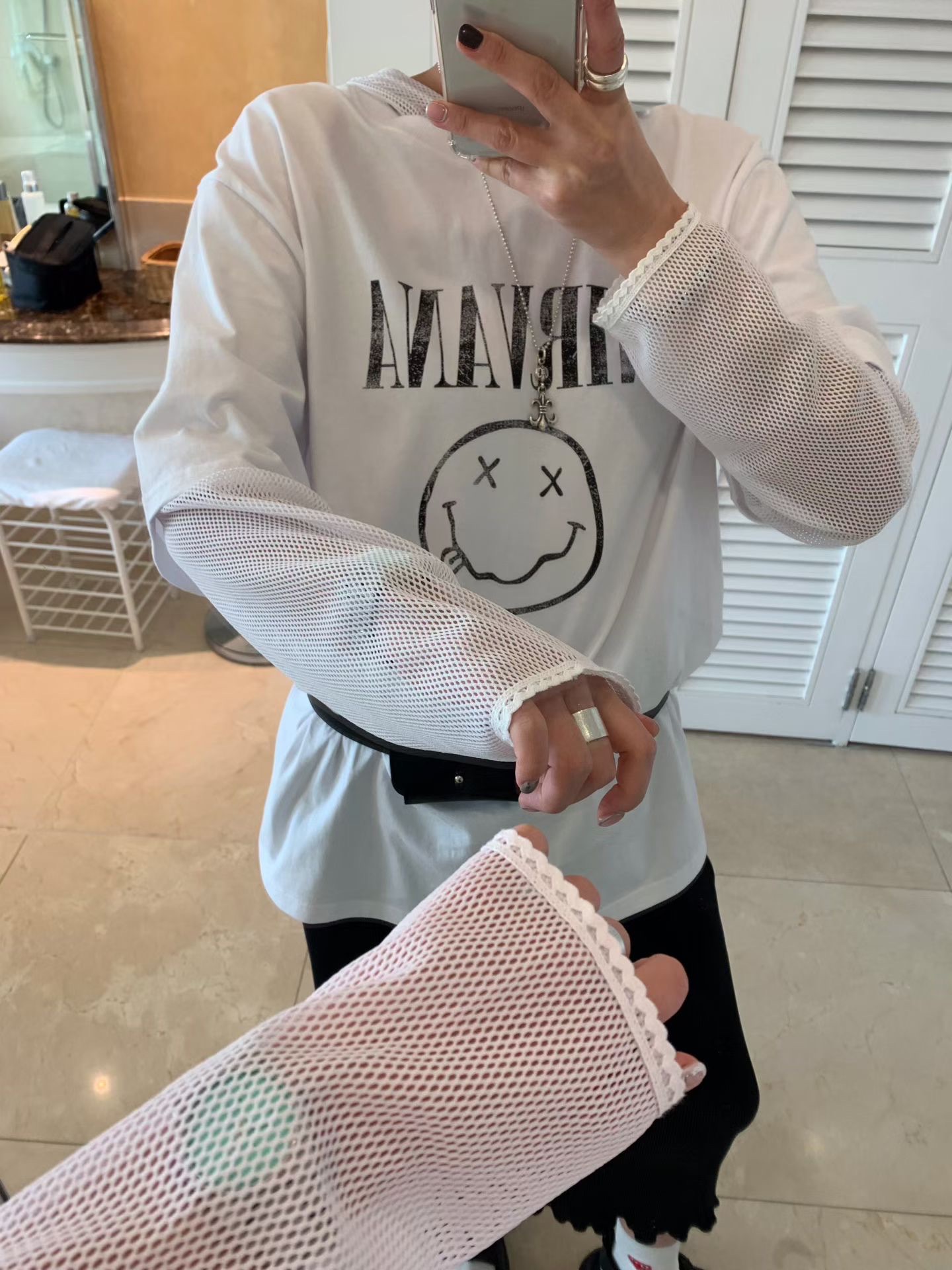 KL02 / NIRVANA NETTED SLEEVES TEE