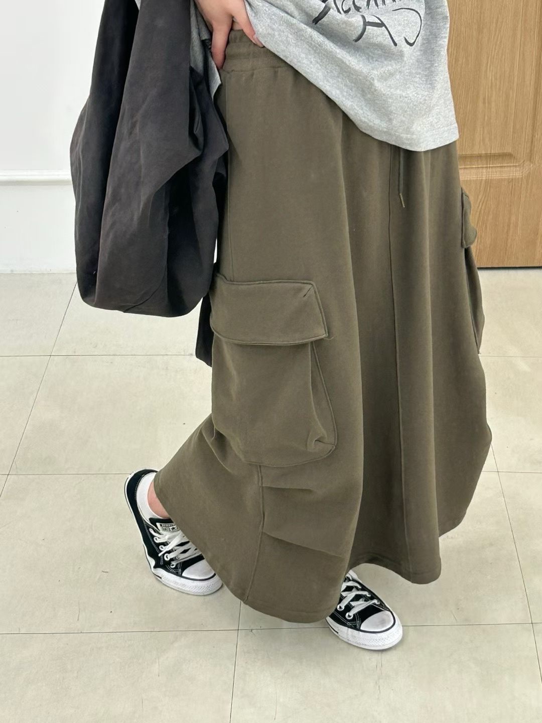 KL18 / UTILITY CARGO POCKET MAXI SKIRT