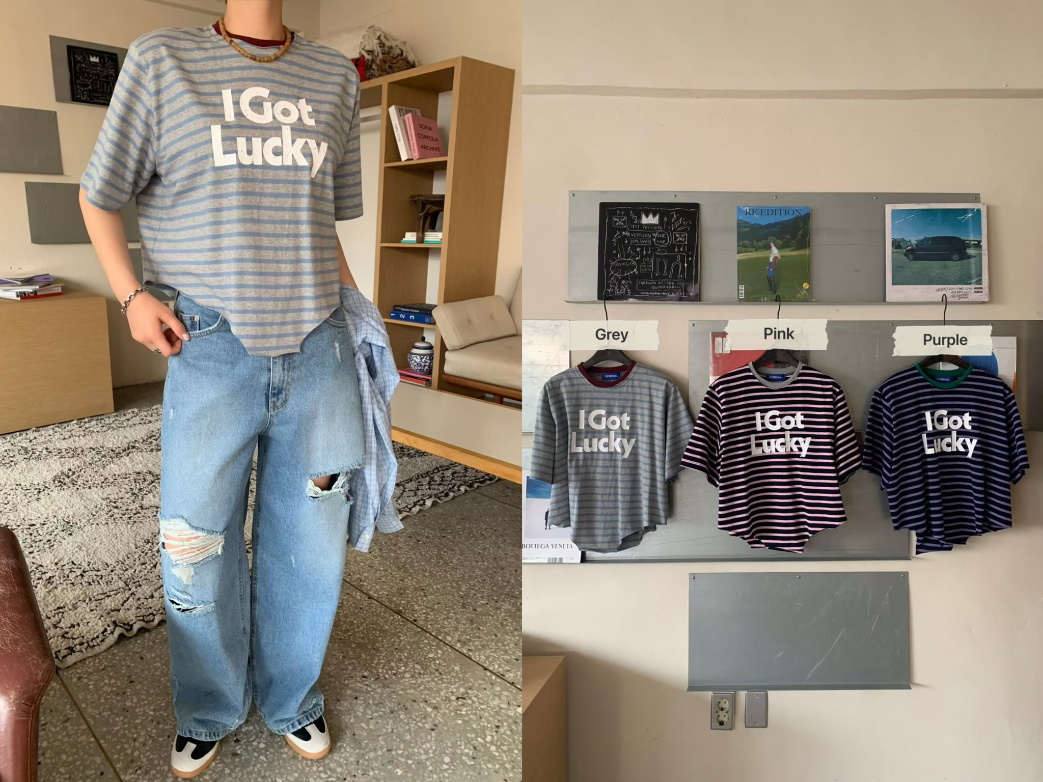 KS15 / I GOT LUCKY CUT OUT HEM TEE