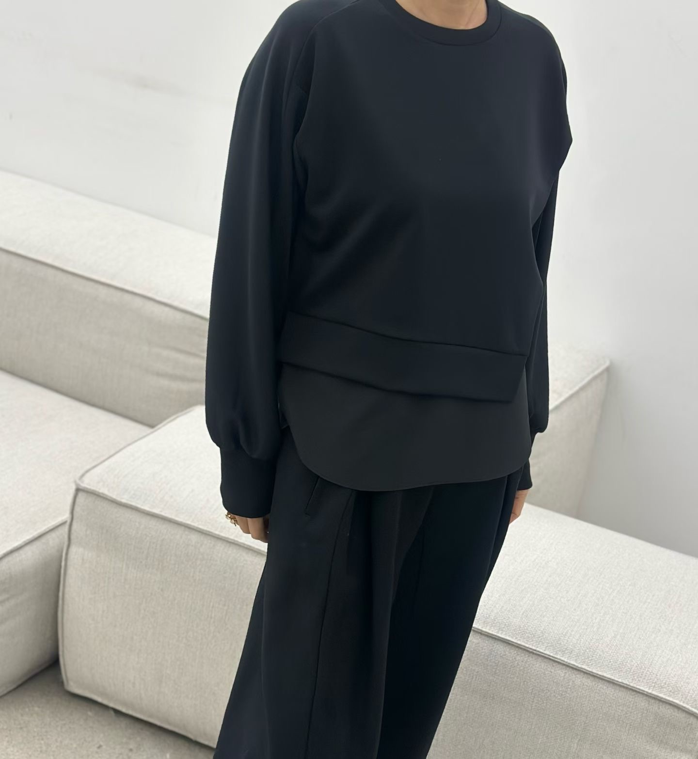 LE13 / BI-FABRIC LONG SLEEVES PULLOVER