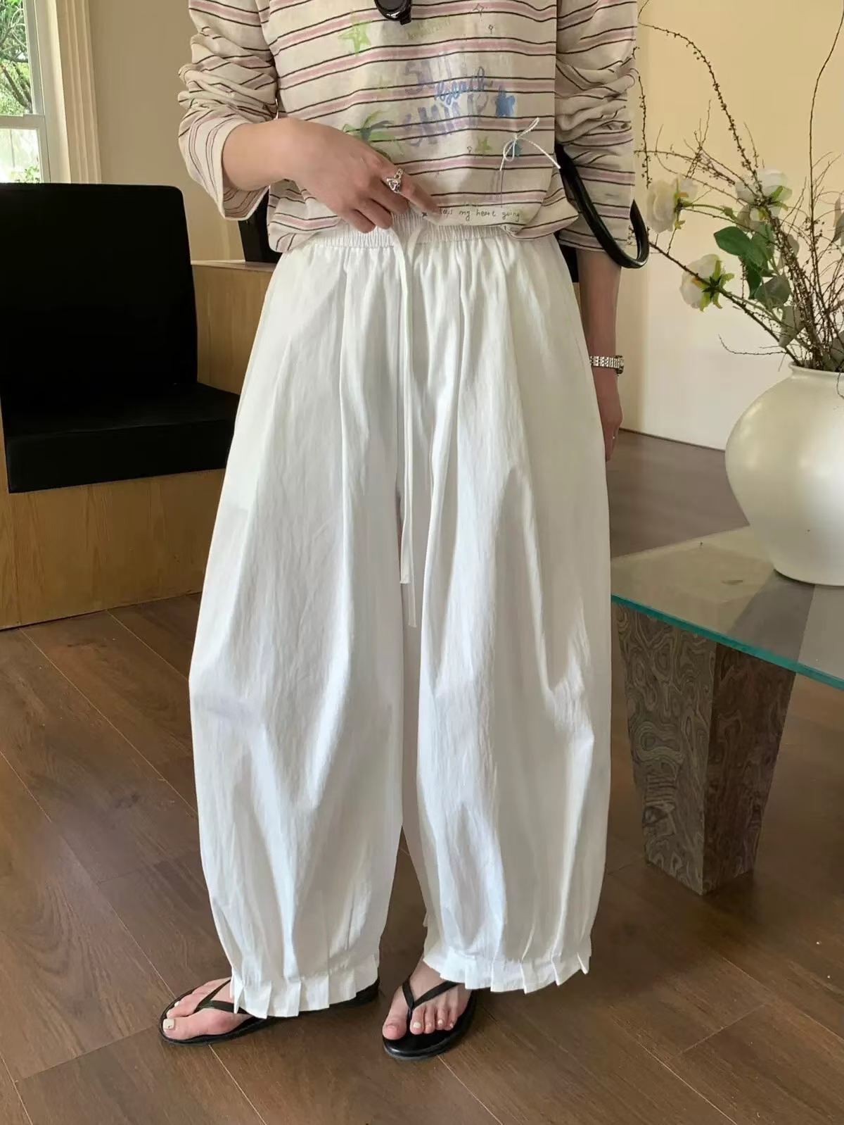 ELISHA PLEATED HEM ELASTIC BANDING PANTS
