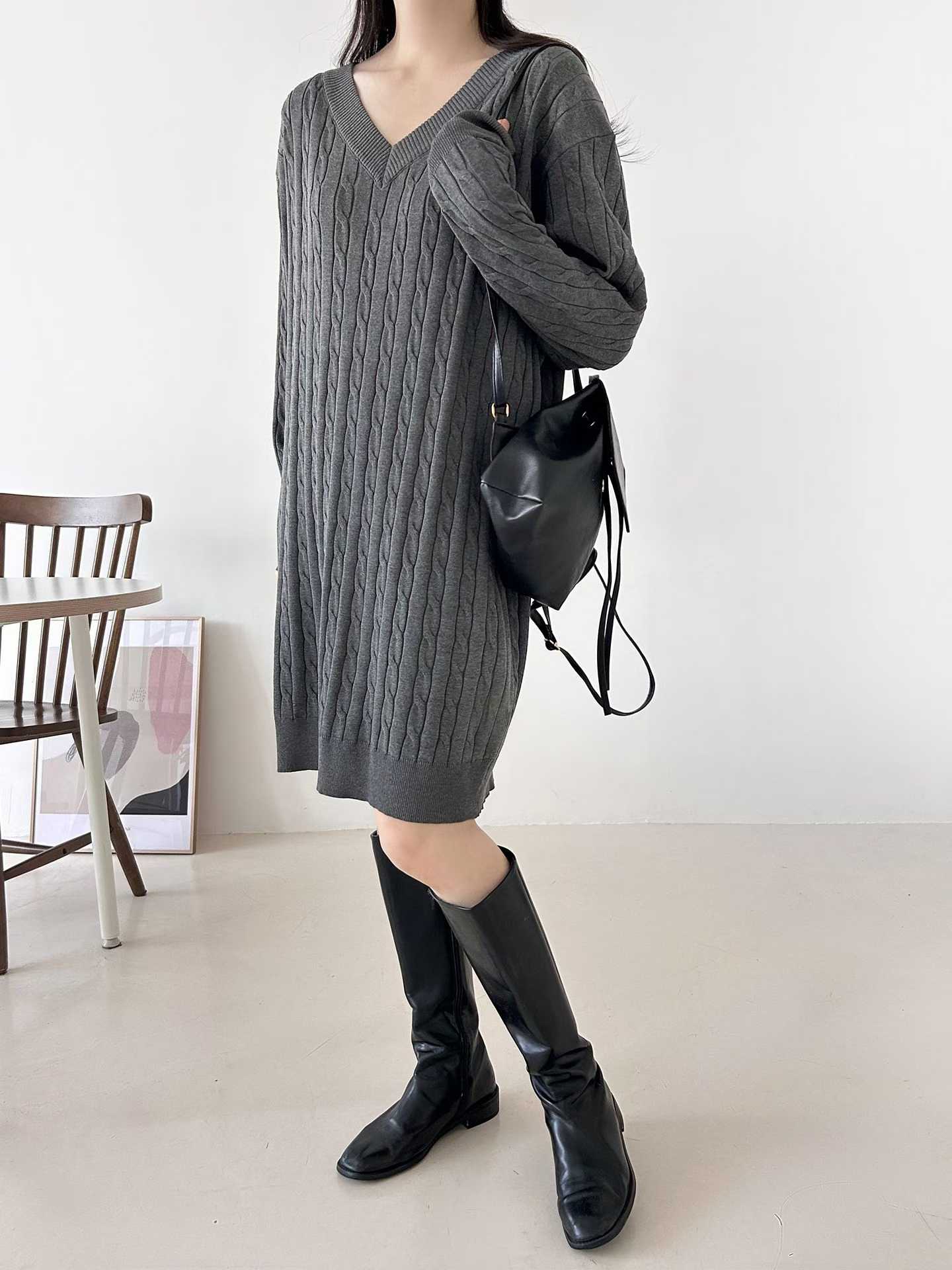 ELEANOR CABLE KNIT MIDI SWEATER DRESS
