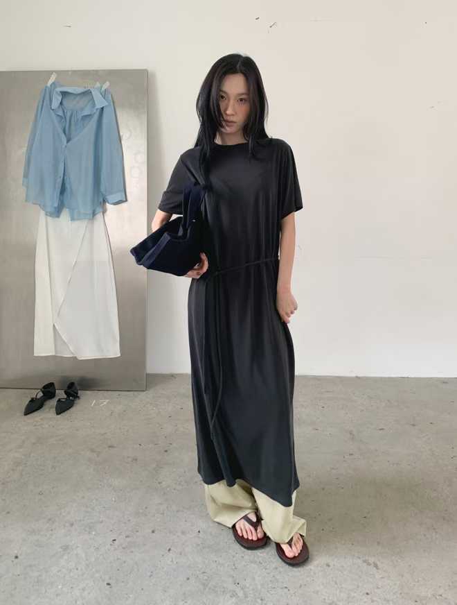 EMILY THIN WAIST TIE TEE DRESS