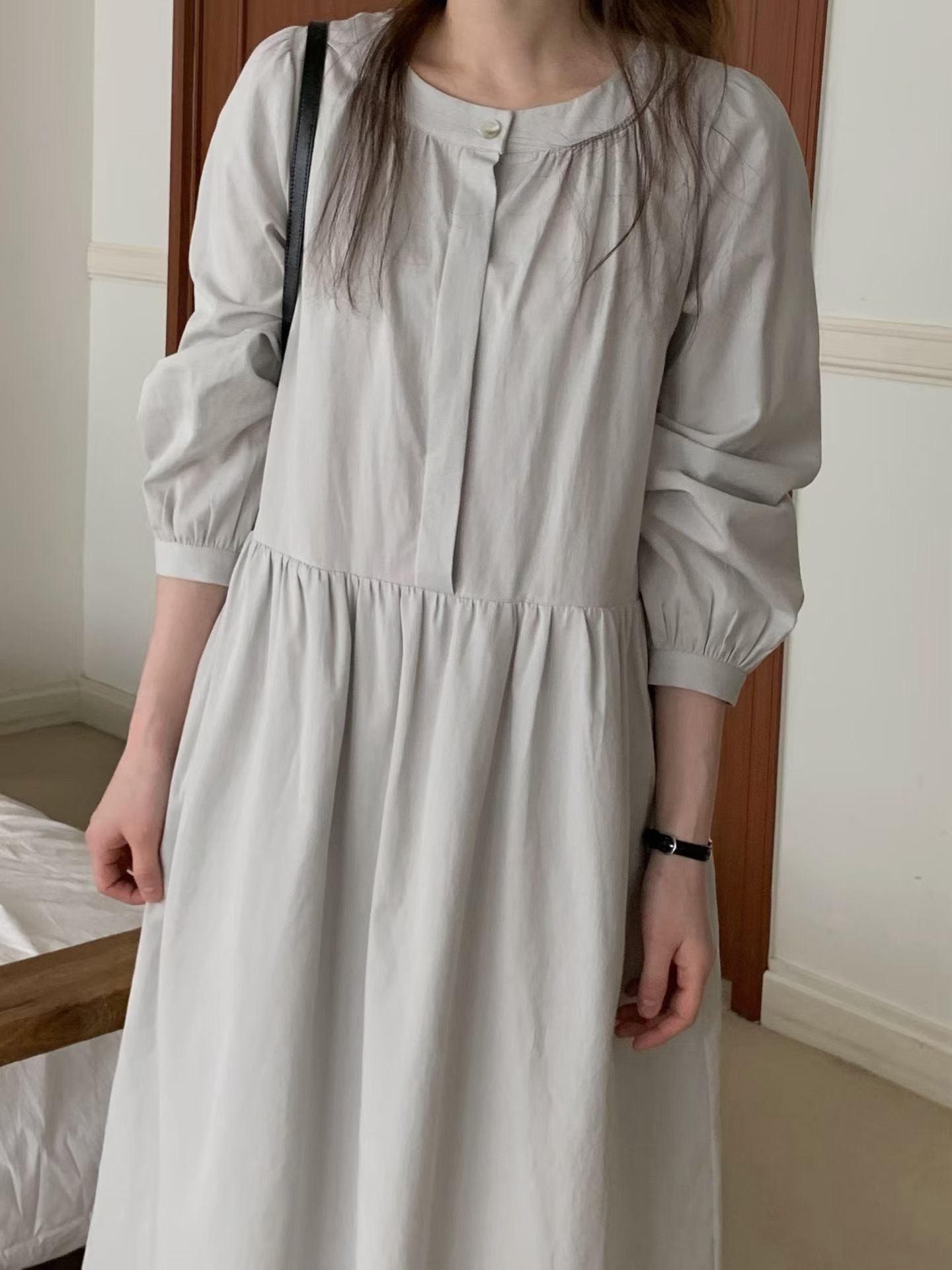 JU12 / DROP WAIST BUTTON DOWN DRESS