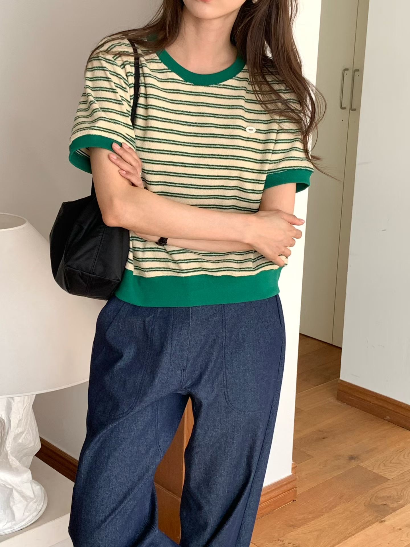 EVAN WAIST BANDING STRIPE TOP