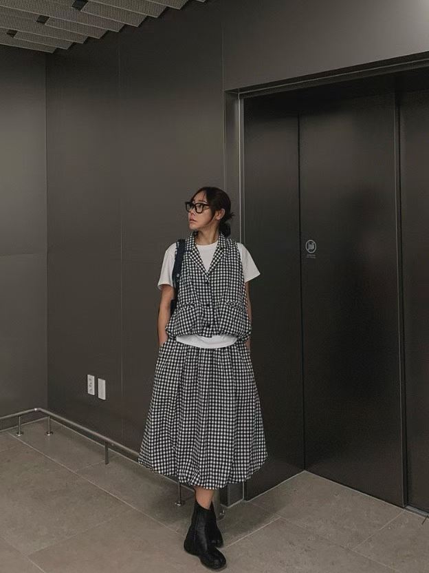 ELIORA CHECKERED BUBBLE SKIRT