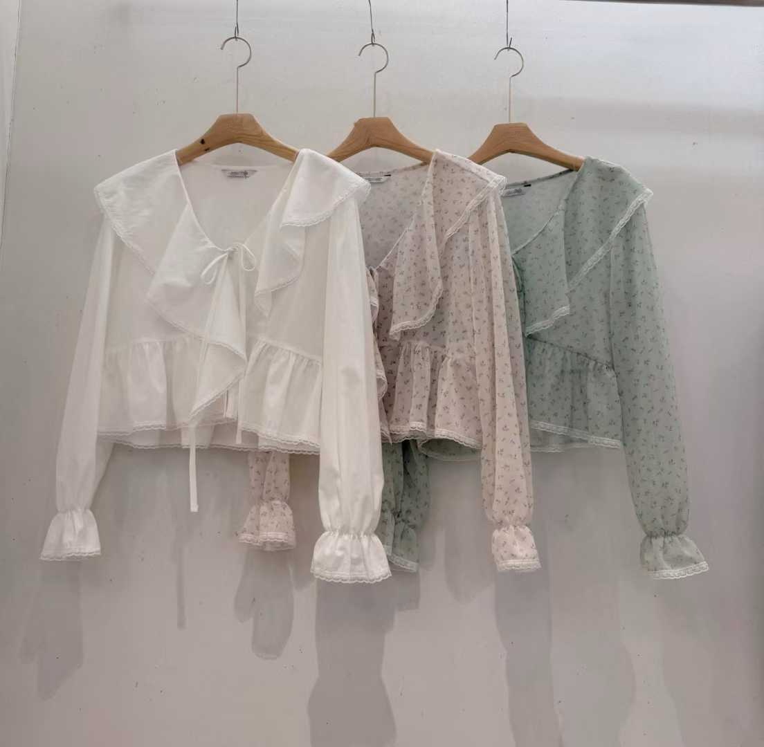 EMMA OVERLAP COLLAR ROMANTIC BLOUSE