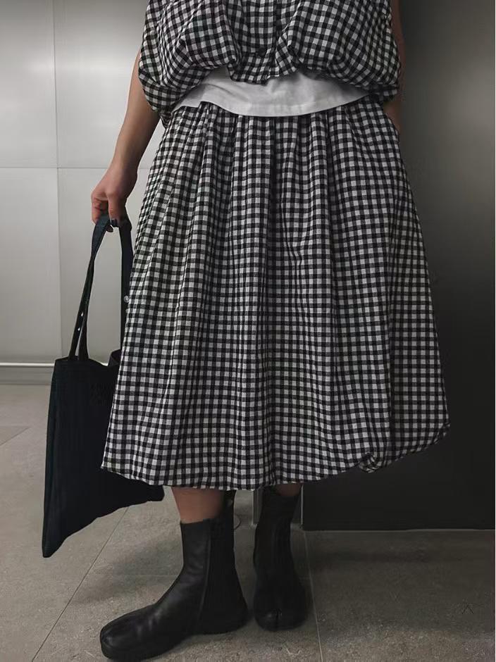 ELIORA CHECKERED BUBBLE SKIRT