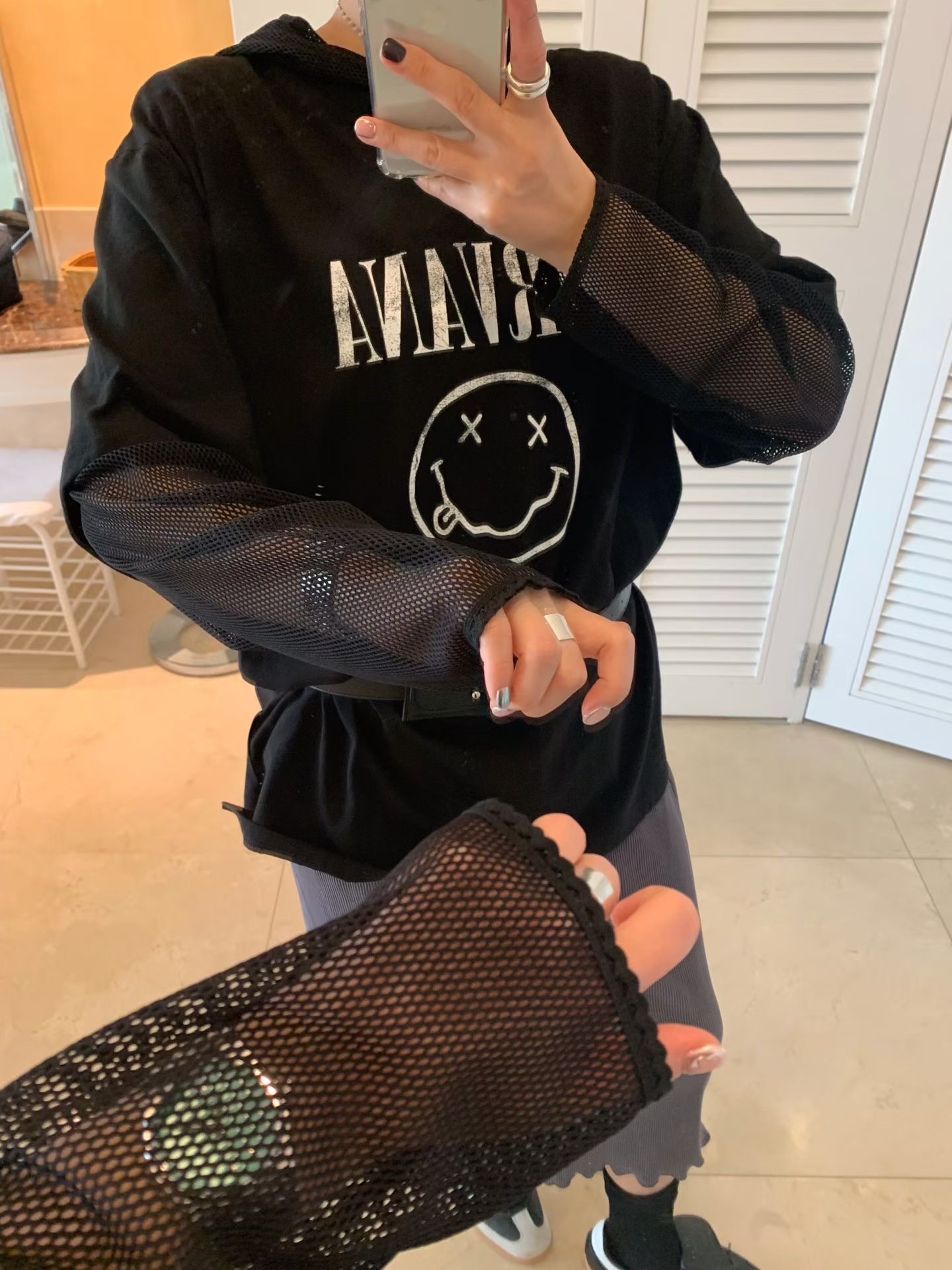 KL02 / NIRVANA NETTED SLEEVES TEE