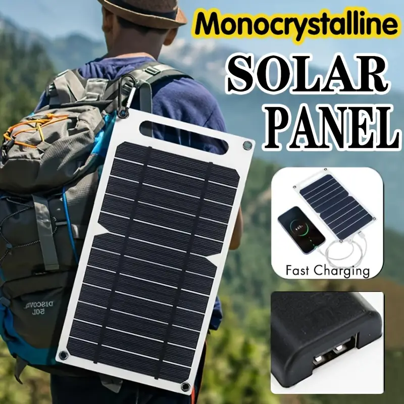 Portable Solar Panel: Get 5V USB Safe Charge Stabilize Battery Charger For Power Bank, Phone, Outdoor Camping & Home!