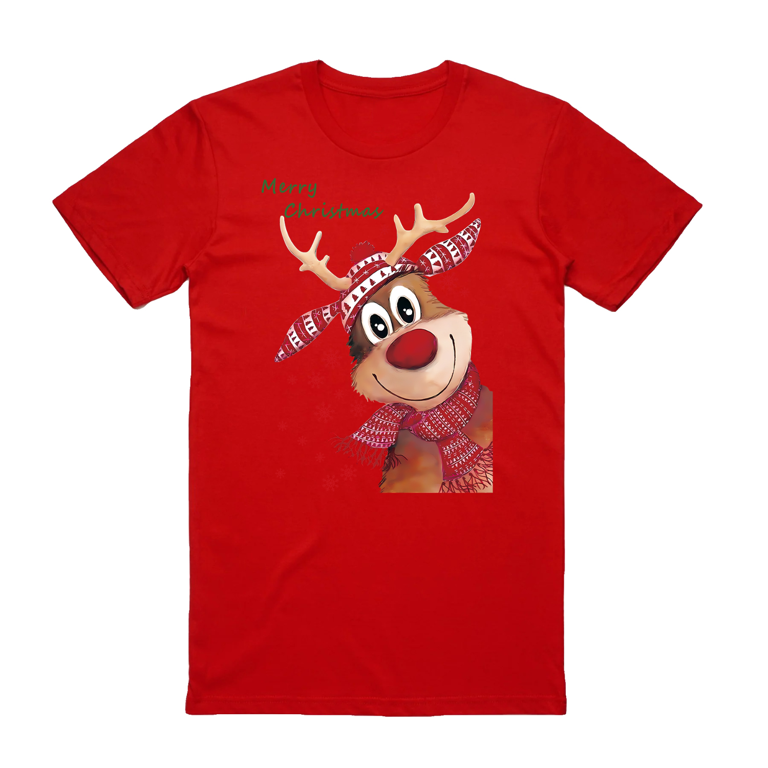 100% Cotton Christmas T-shirt Adult Unisex Tee Tops - Reindeer