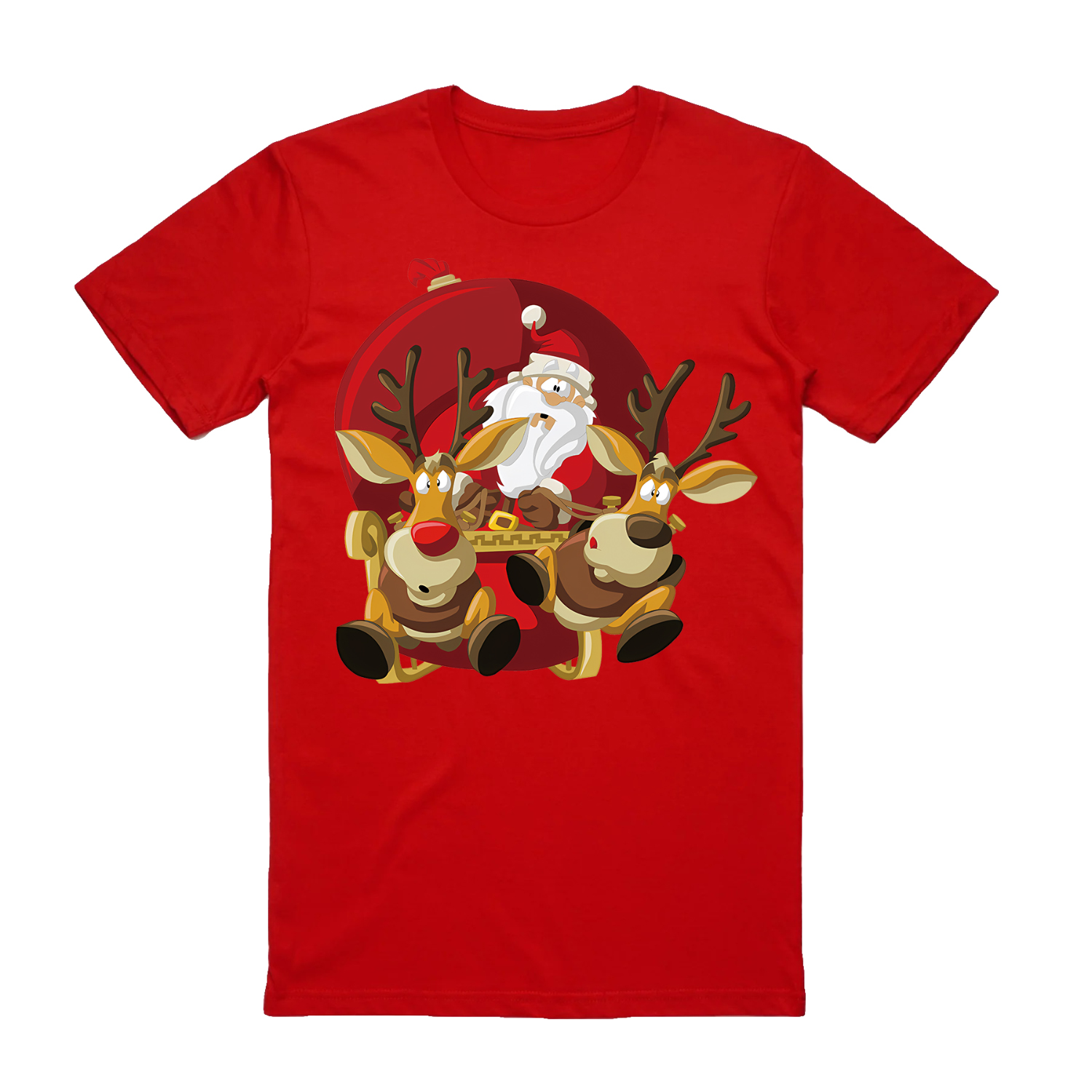 100% Cotton Christmas T-shirt Adult Unisex Tee Tops - Santas Sleigh