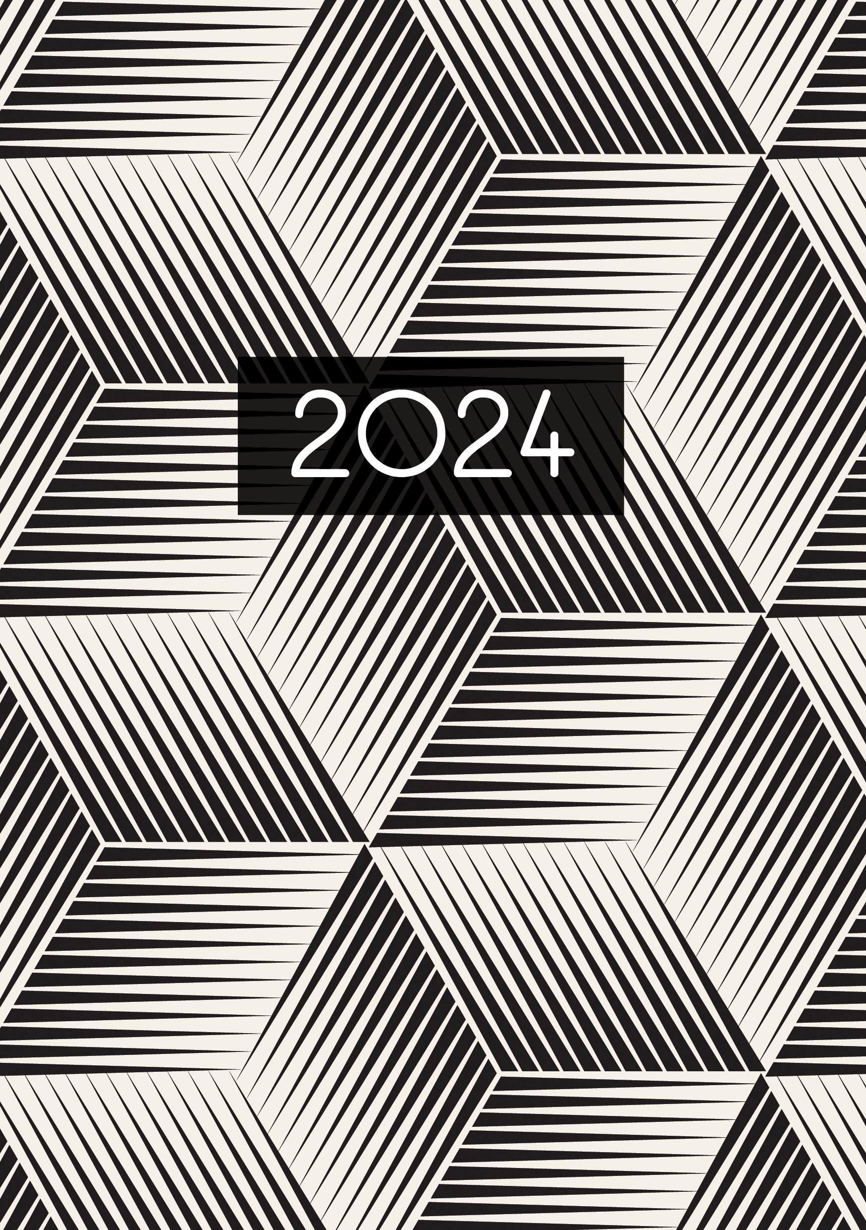 Black & White - 2024 A5 Padded Cover Diary Premium Planner Book New Year Gift - Zmart Australia