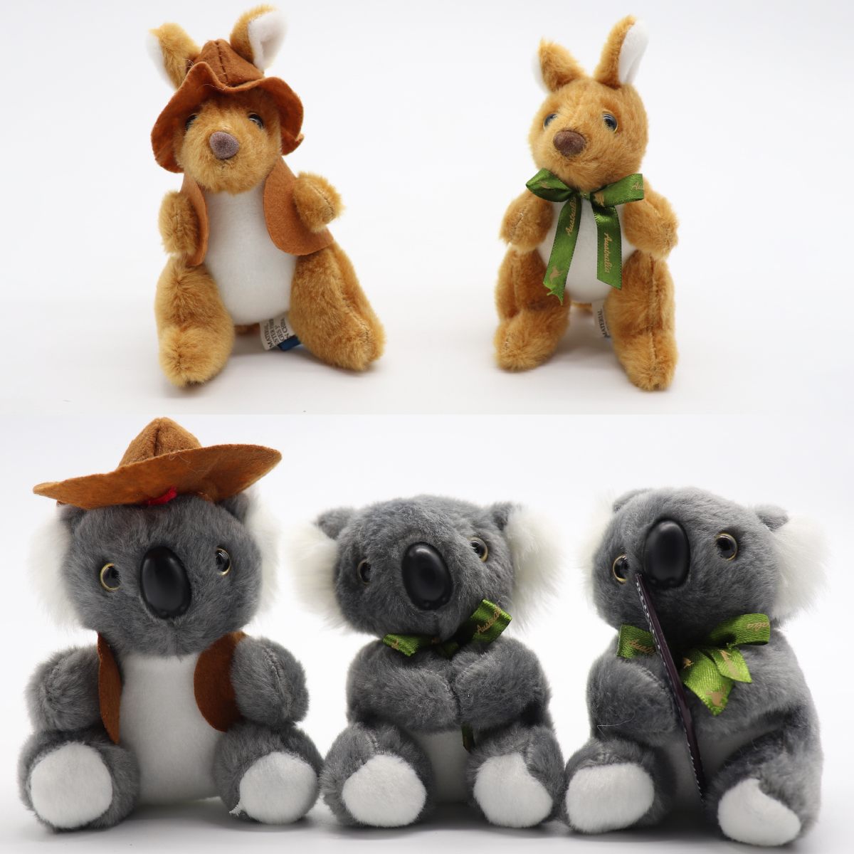 3-6x Australian Souvenir Soft Plush Toy Koala Kangaroo Australia Animals w Flag