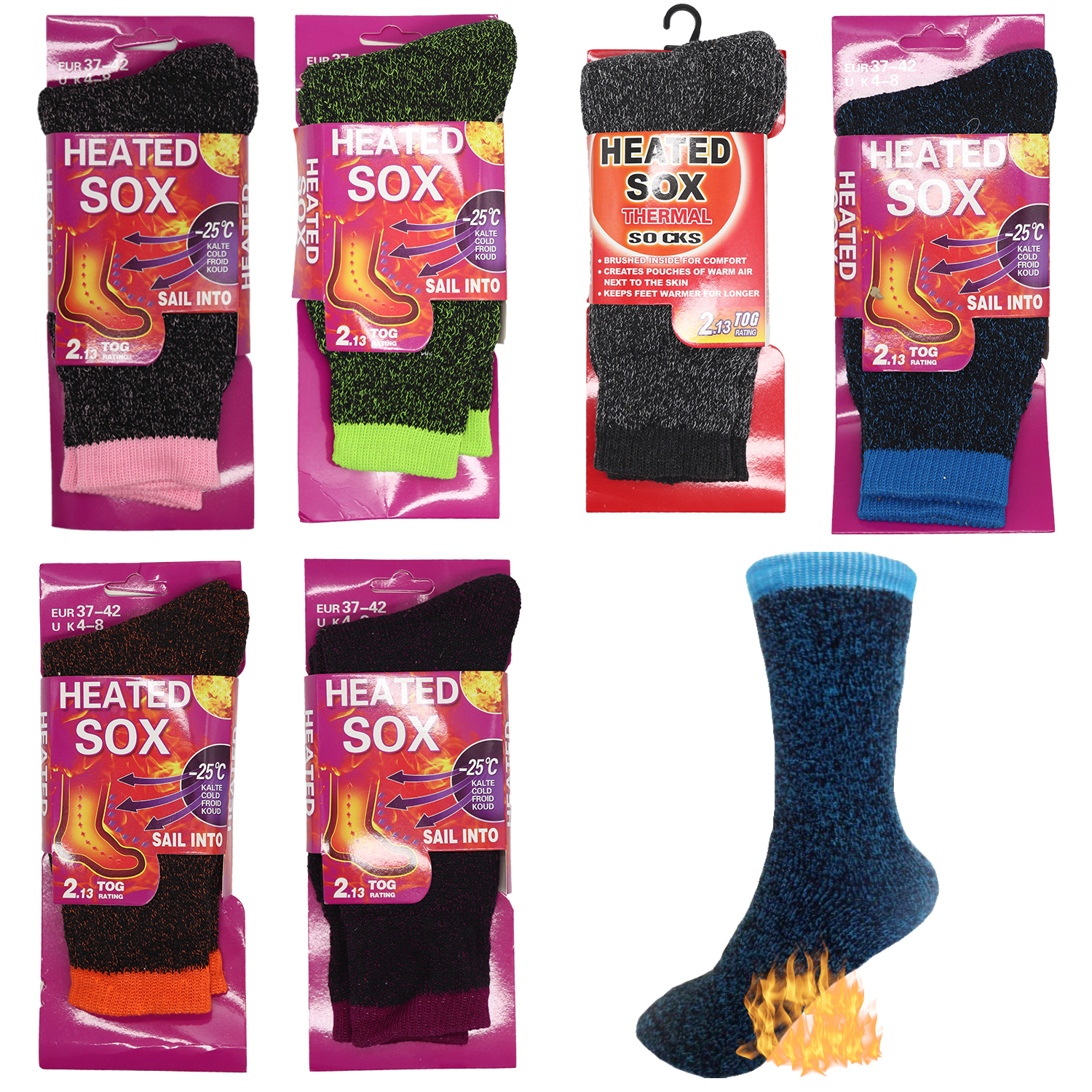 3 Pairs Men's Women's Heated Thermal Socks Warm Winter Comfort Work Business Sox