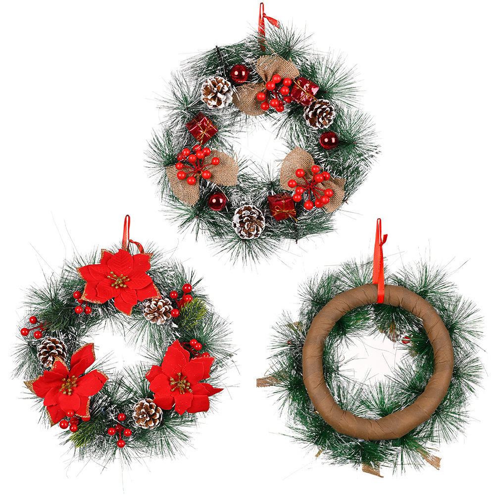 31cm 12" Christmas Wreath Door Garland w Pinecone Red Berry Xmas Wall Tree Décor