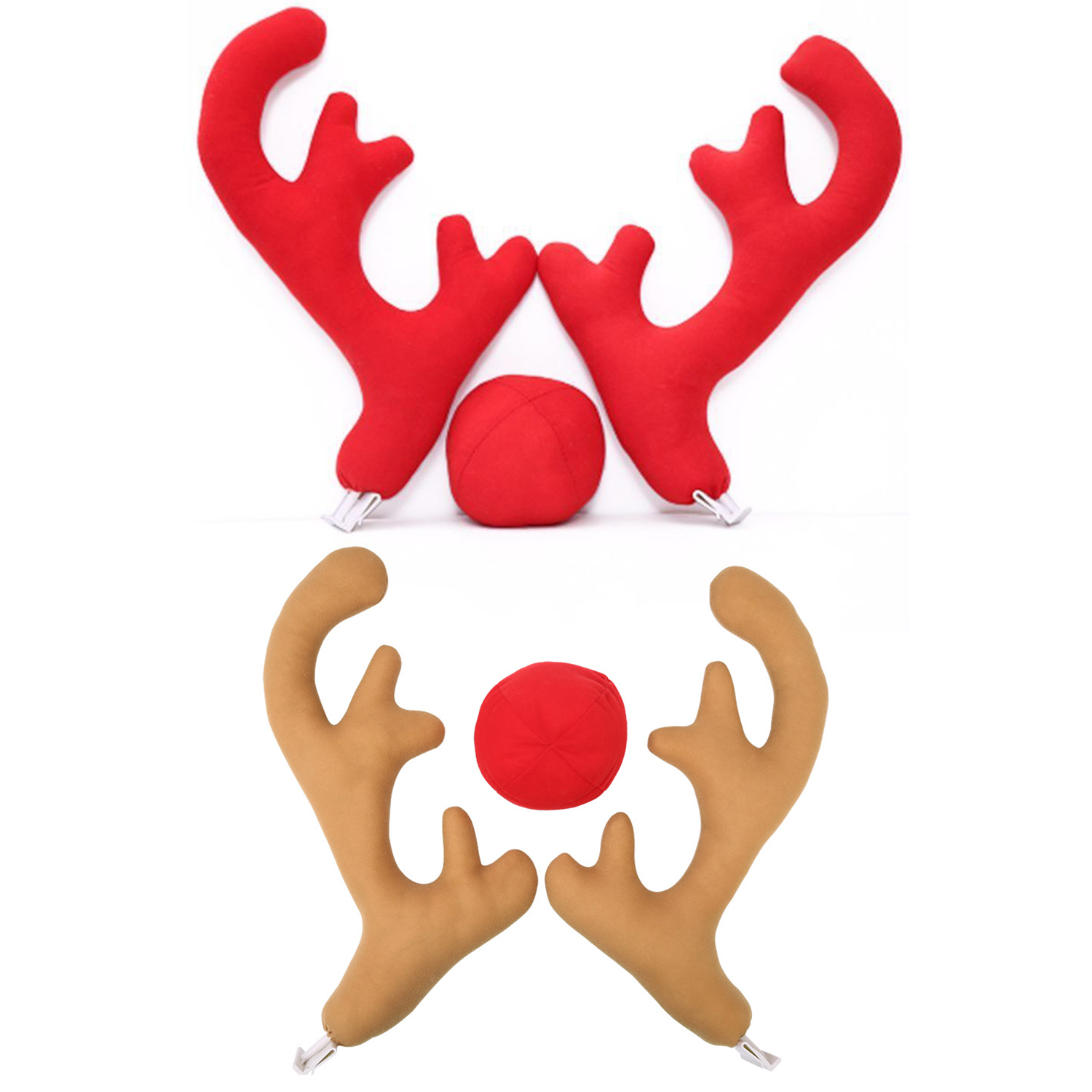 3PCS Premium Christmas Car Truck Costume Reindeer Antlers Red Nose Xmas Decor - Zmart Australia