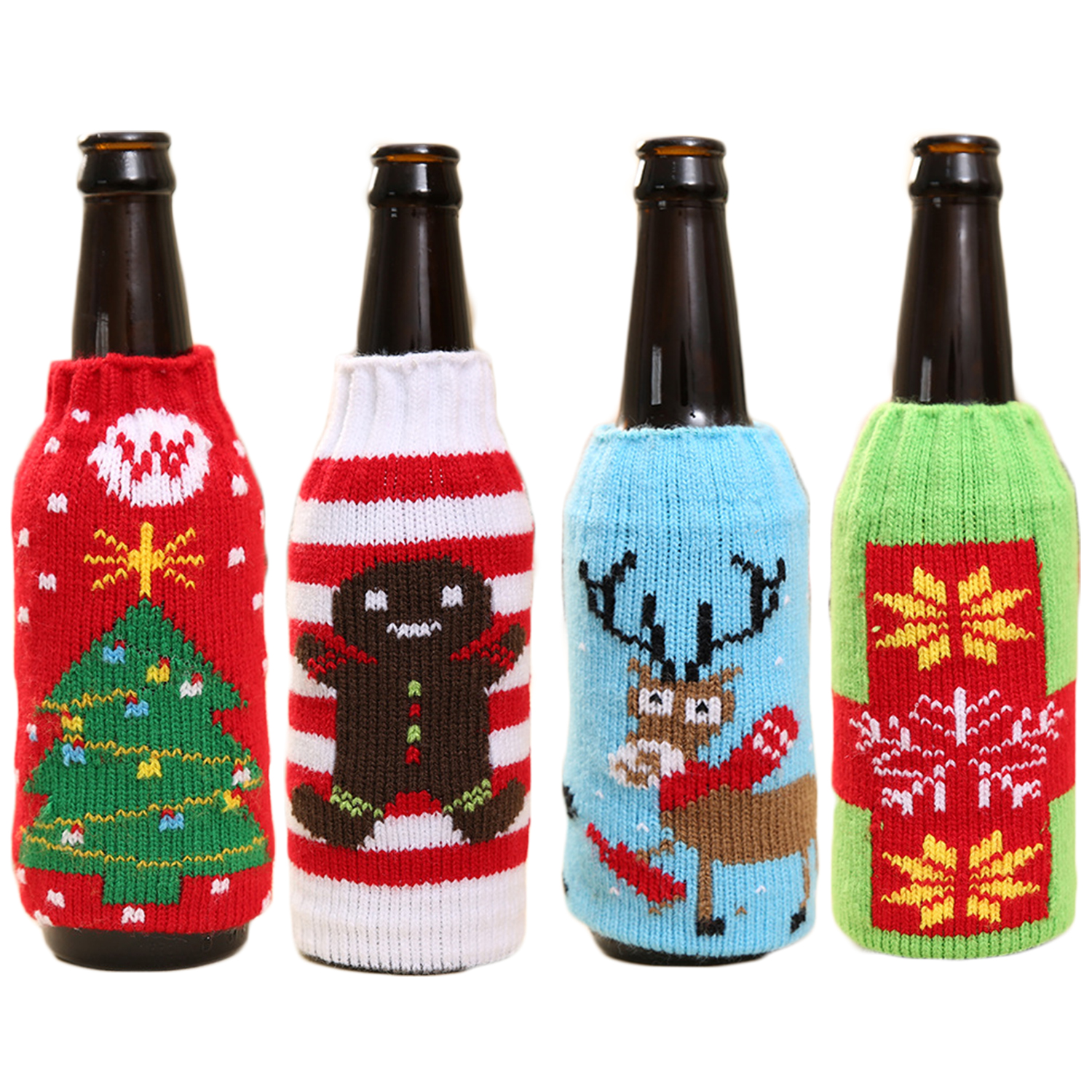 4x Christmas Beer Bottle Alcohol Can Drink Stubby Stubbie Cooler Holder Cover - Zmart Australia