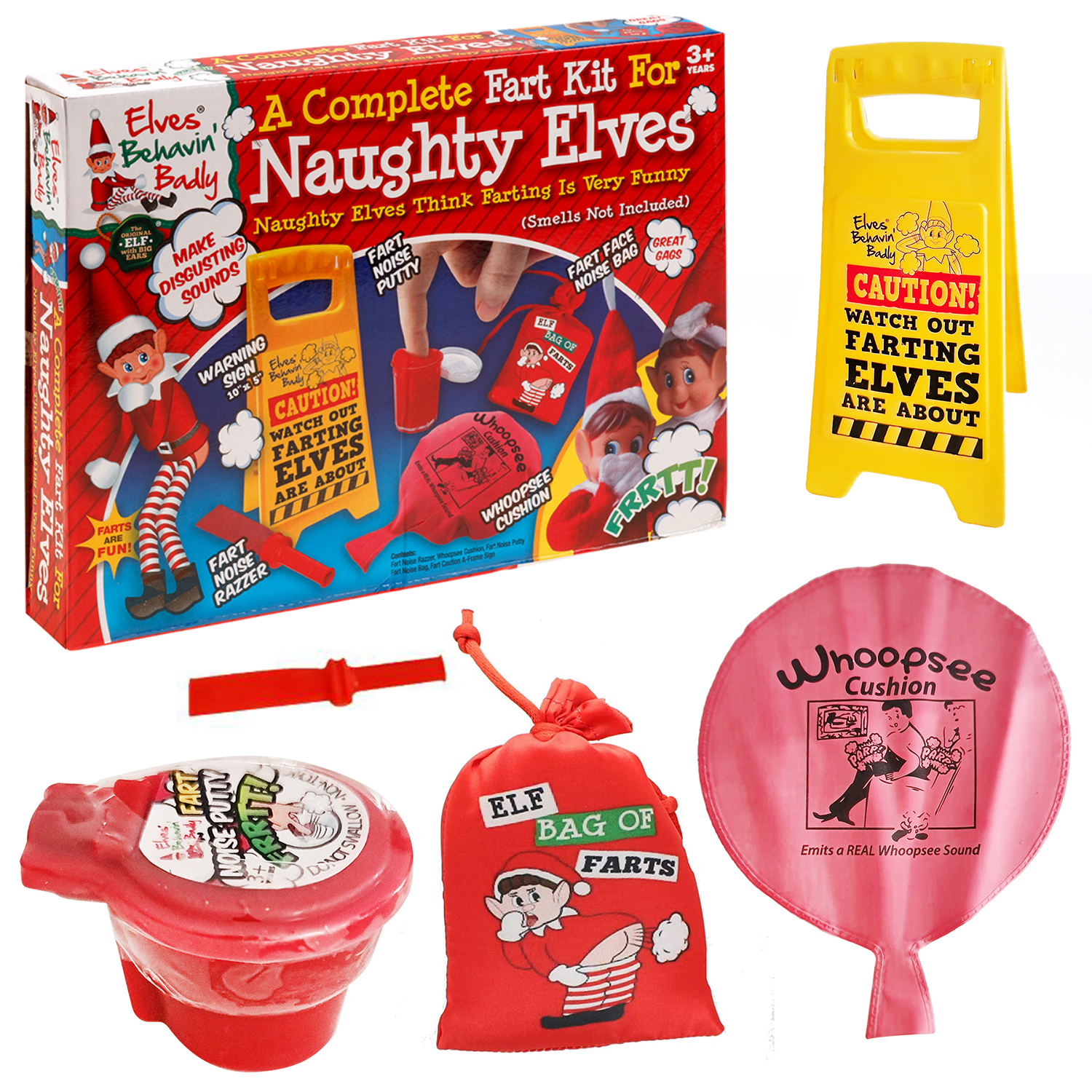 Elves Behaving Badly Complete Fart Kit Christmas Advent Mischief Fun Party Toy