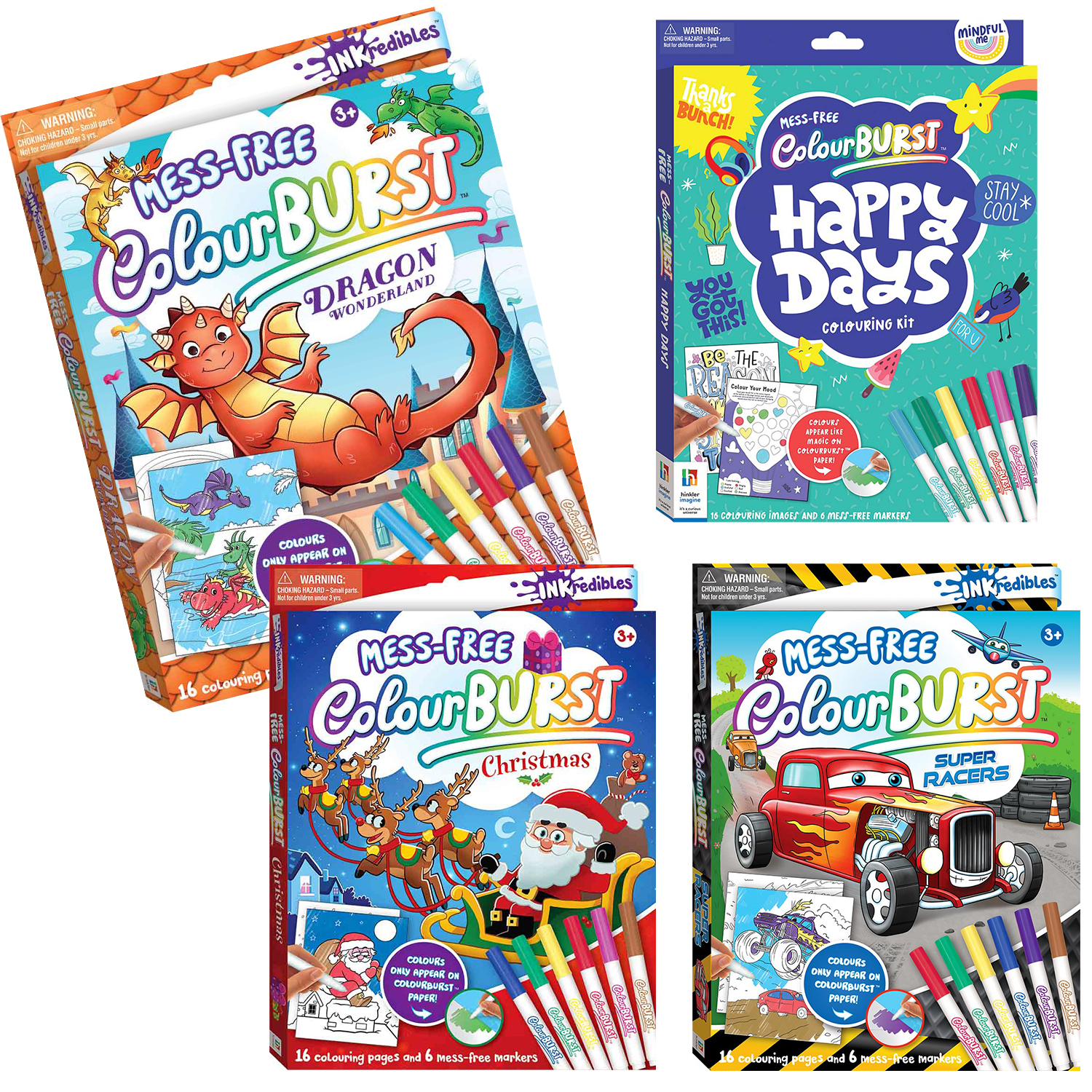 Inkredibles Mess-Free Colour Burst Activity Set Kit 16 Pages w 6 Magic Markers