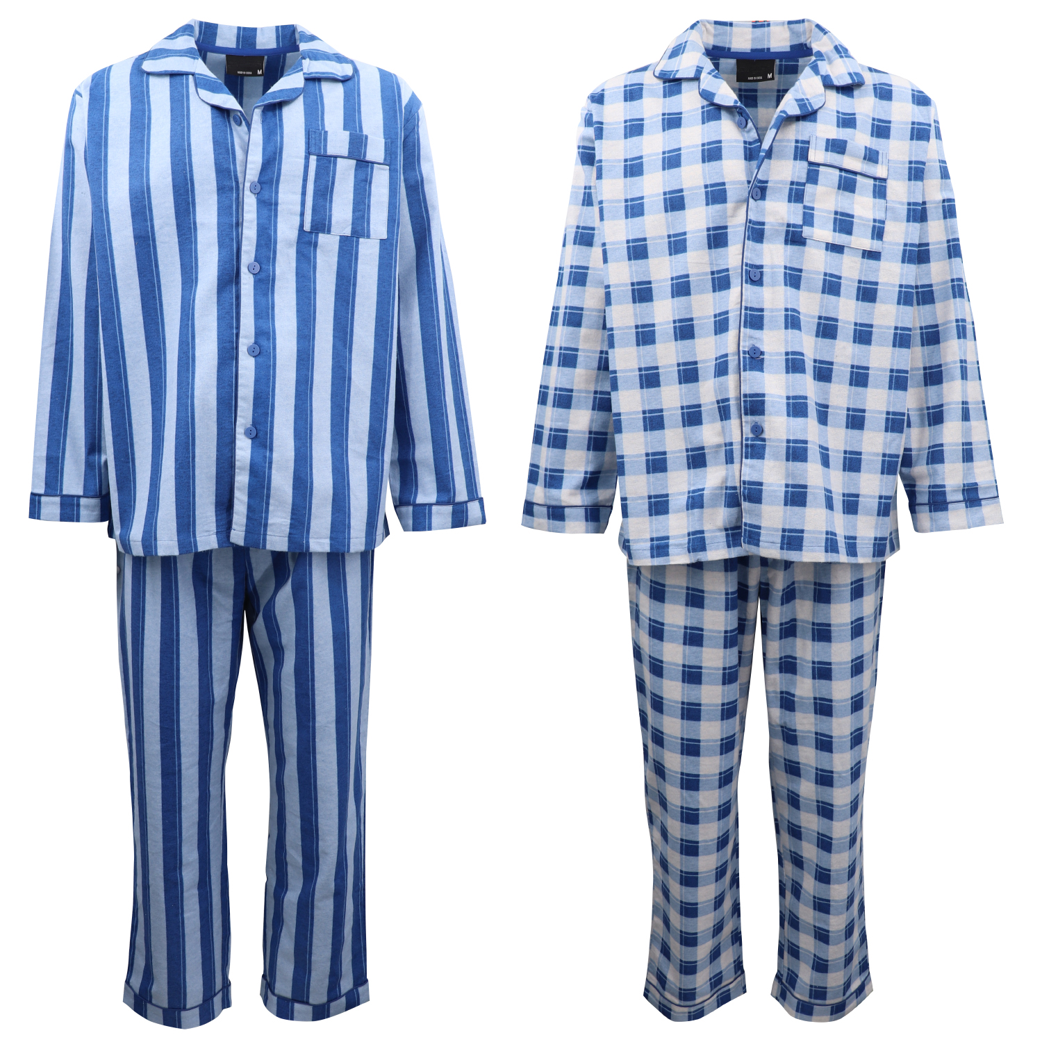 Men's 2PCS SET 100% Soft Cotton Pajamas Pyjamas PJs Sleepwear Top Pants Nightie
