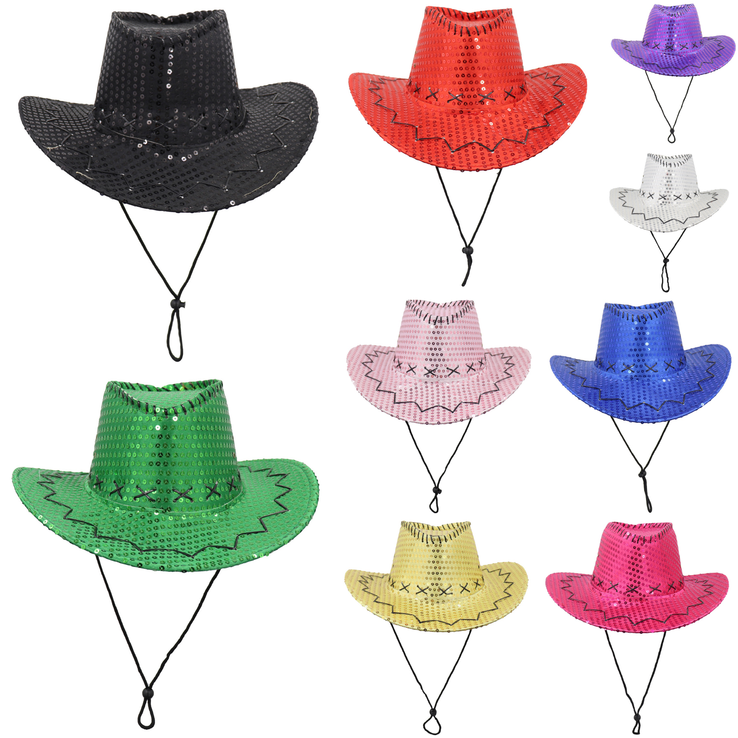 Sequin Cowboy Hat Glitter Cap Western Trilby Shiny Cowgirl Dress Up Party Wear