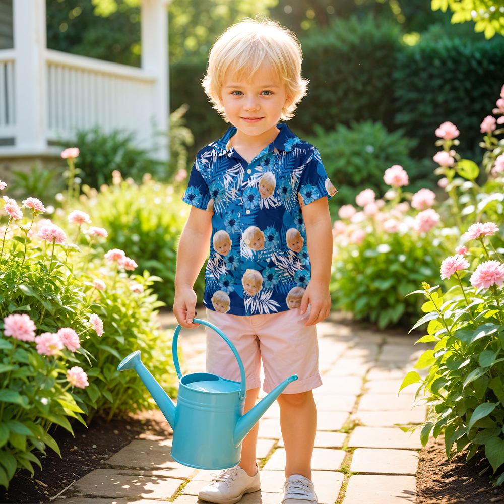 Tropical Blues - Custom Kids Unisex Hawaiian Shirt - MyHawaiianShirtsAU