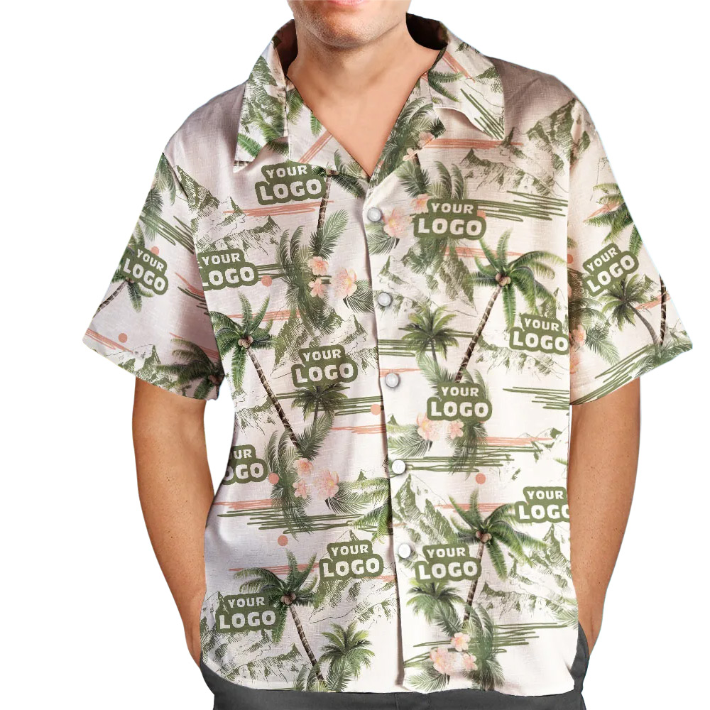 Custom Logo Personalized Hawaiian Shirt All Over Print Coconut Tree