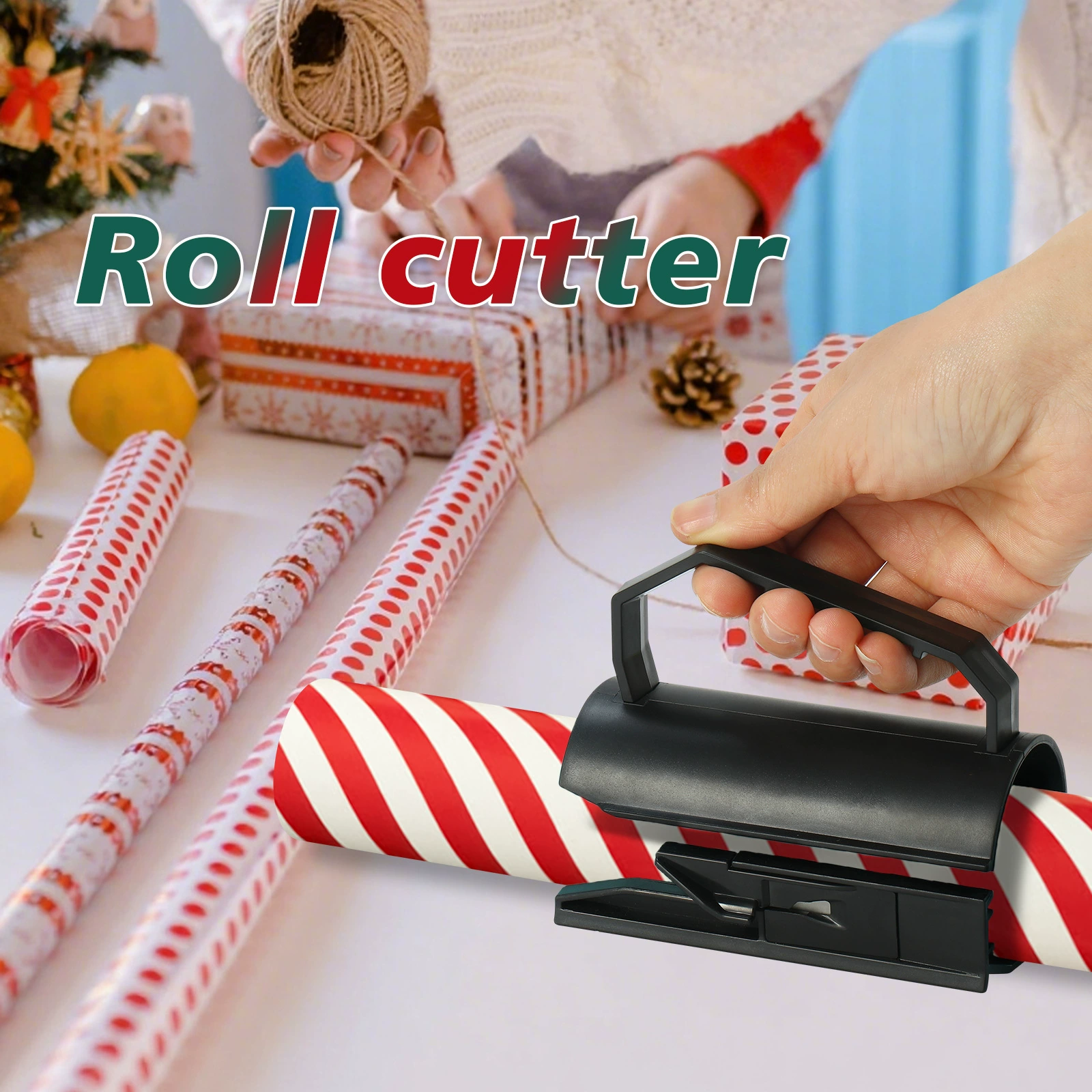 Wrapping Paper Cutter & Tape Dispenser, Dual Use Holiday Gift Wrap Cutter Tool Paper Roll Holder Tube - MyHawaiianShirtsAU