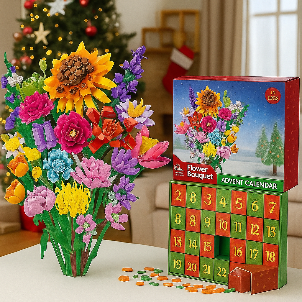 Flower Bouquet Advent Calendar Building Blocks – Christmas Countdown Blind Box