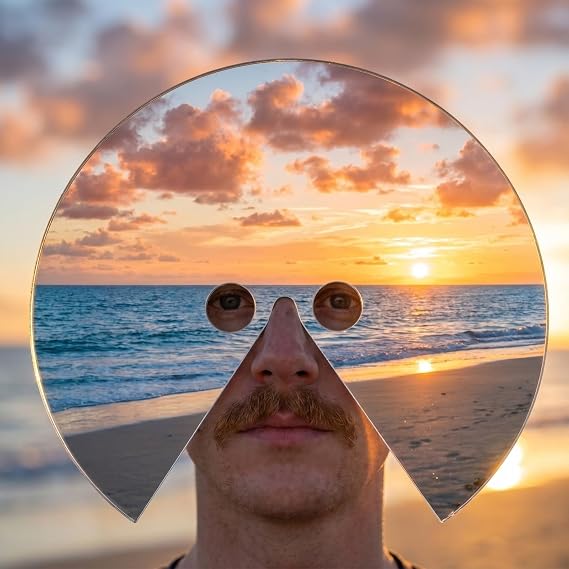Acrylic Mirror Mask Head-mounted Photo Prop,Reflective Surface Mirror Face Mask for Photoshoots