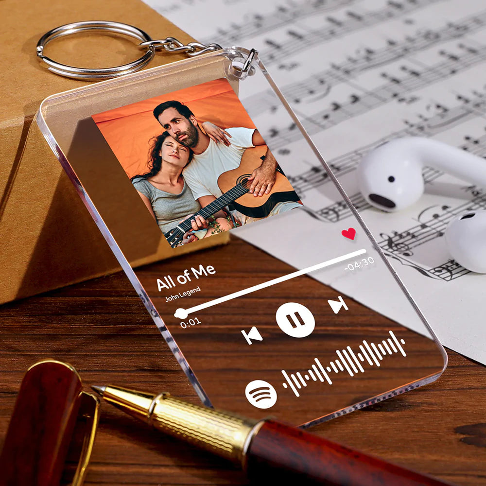 Custom Spotify Keychain Personalized Scannable Keychain Couple Gift - MyHawaiianShirtsAU
