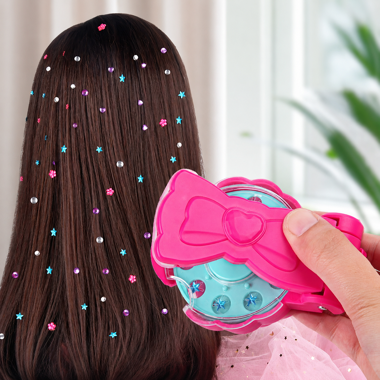 Hair Gem Stamper Toy Kit for Girls Glam Bling Styling Machine DIY Arts Crafts  Perfect Gift Toys for Kids