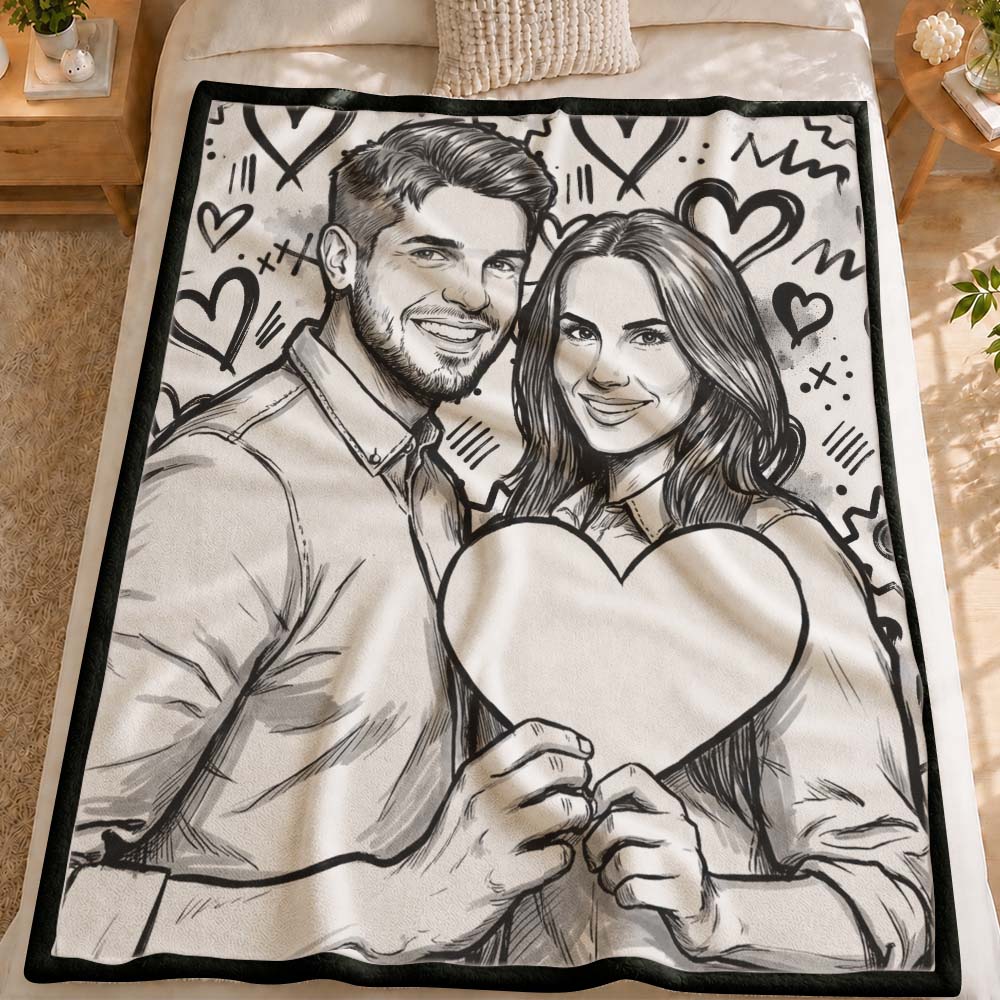 DIY Drawing Blanket Custom Couple's Photo Draw Own Blankets, Customizable Draw Fuzzy Velvet, Creative Diys Drawings Blankets