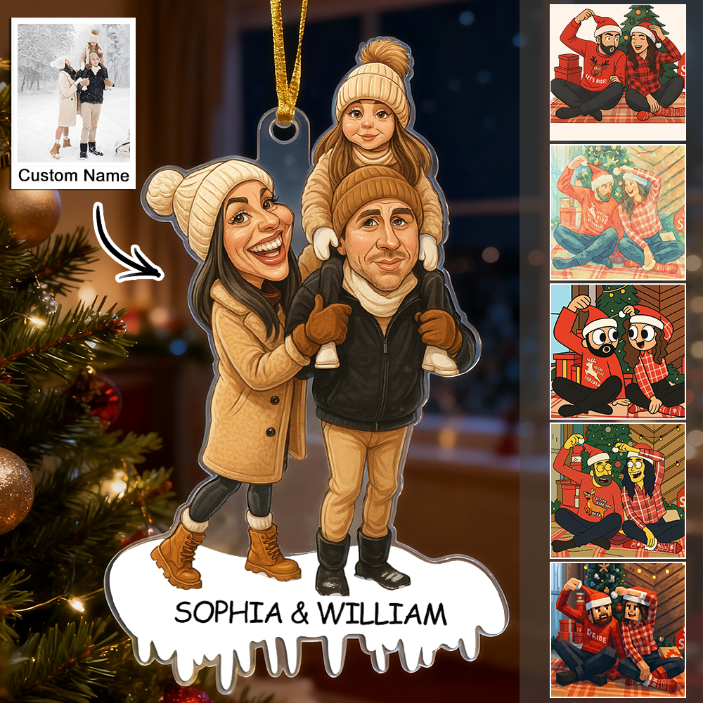 Personalized Couple/Family Cartoon Christmas Ornament Photo Funny Ornaments