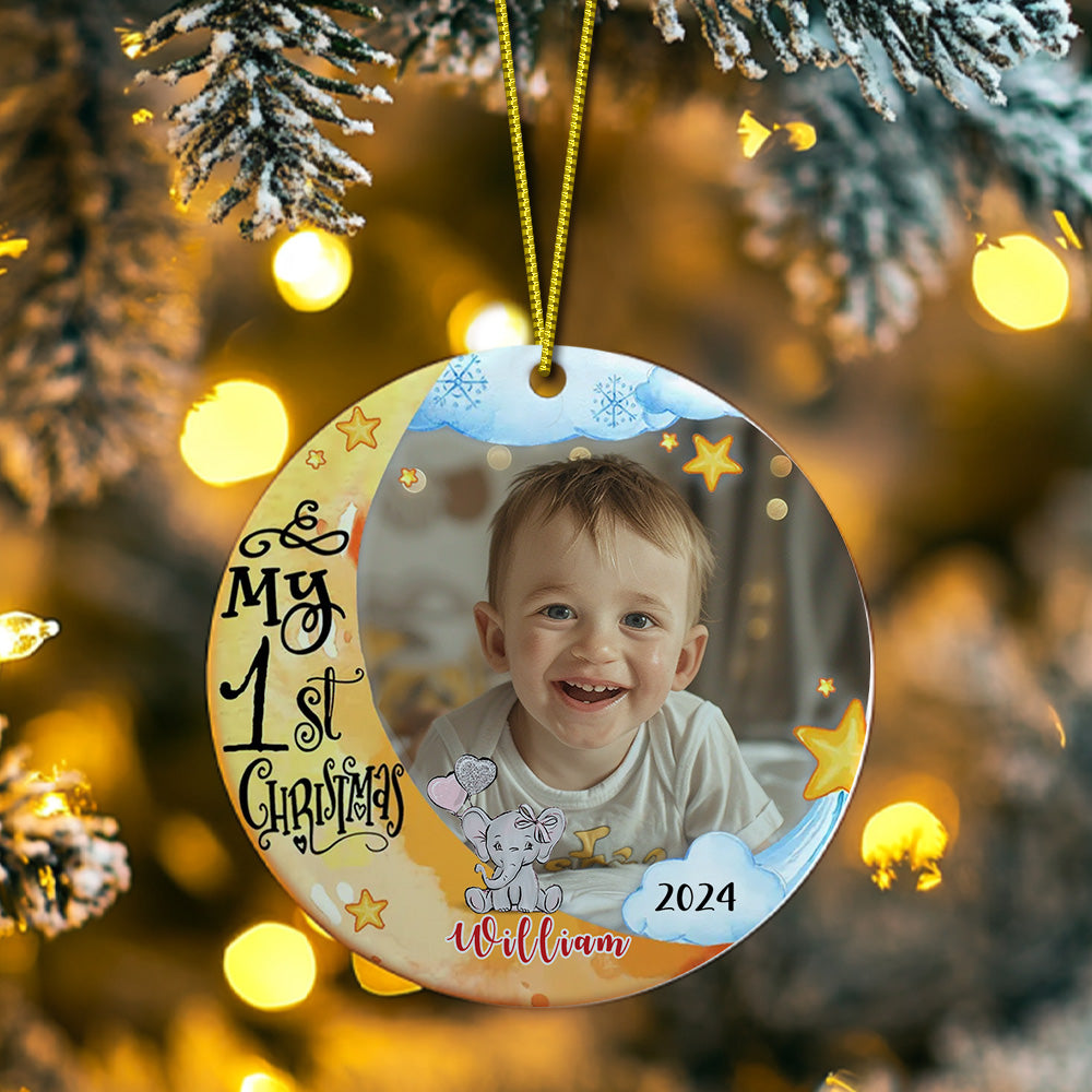 Personalized Baby's First Christmas Ornament Cute Elephant Christmas Ornament Gift for Kid - MyHawaiianShirtsAU
