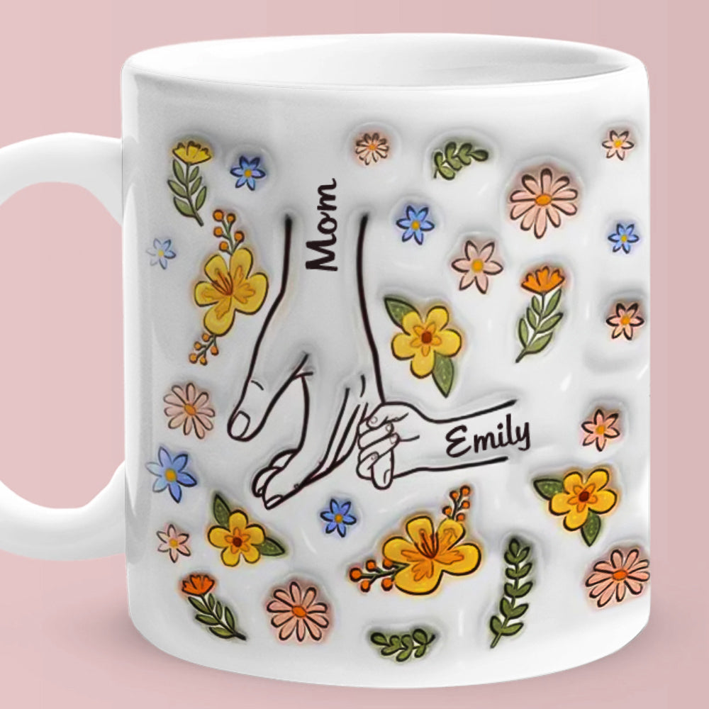 Personalized Holding Grandmas Hand 3D Inflated Effect Printed Mug - auphotoblanket