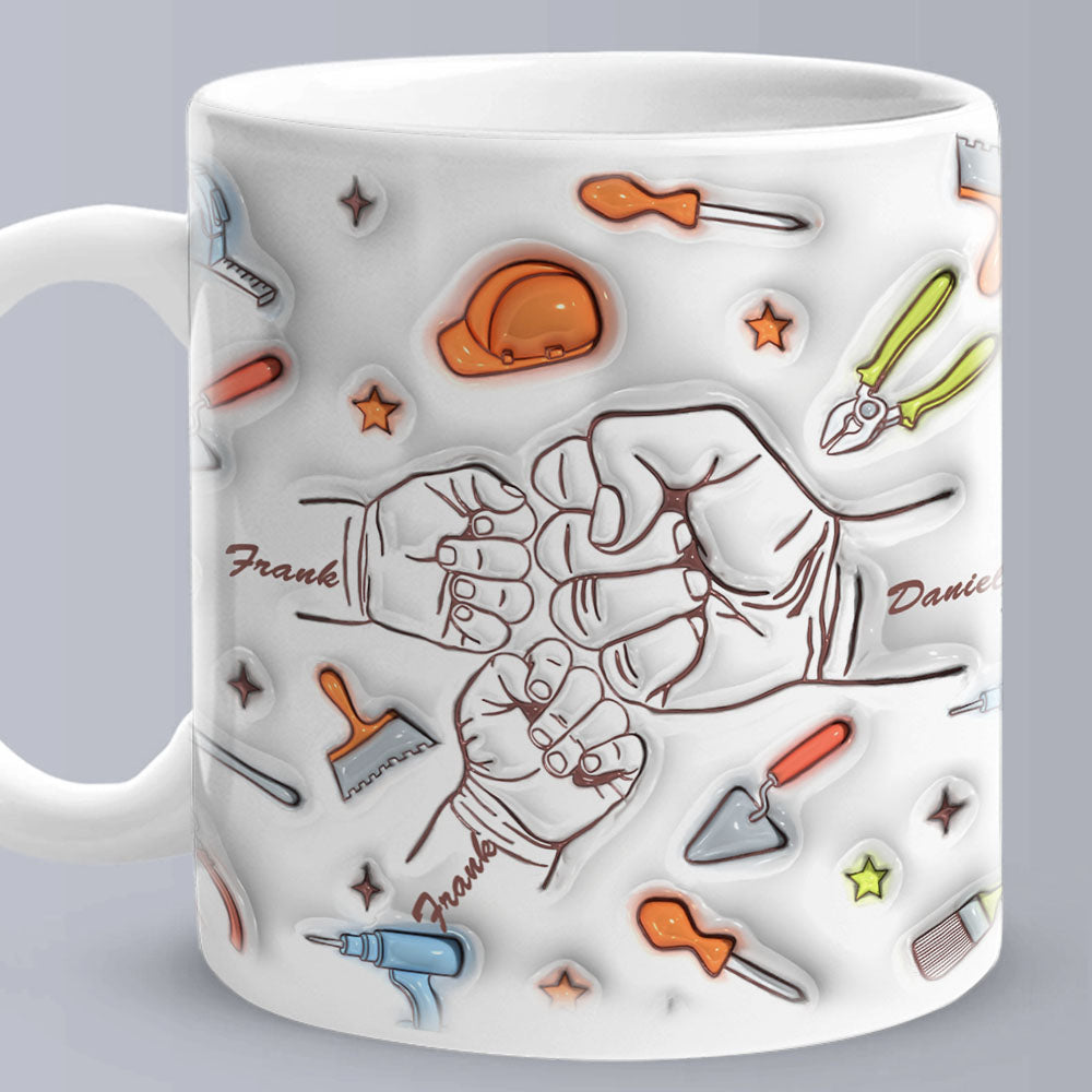 Personalized Names Custom 1-6 Kids 3D Inflated Effect Printed Mug Gift for Dad Grandpa Great Fixer - auphotoblanket
