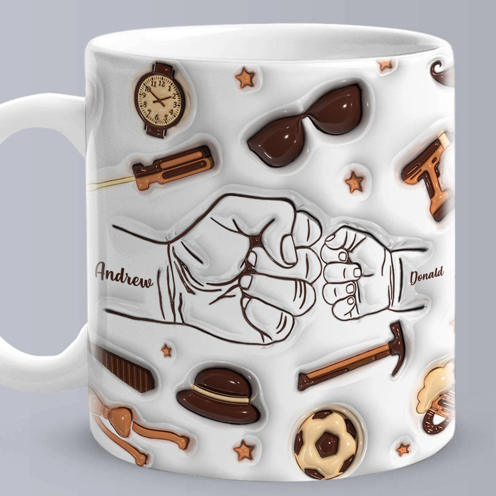Father's Day Gifts Personalized 1-6 Kids Names Custom 3D Inflated Effect Printed Mug for Papa or Grandpa - auphotoblanket
